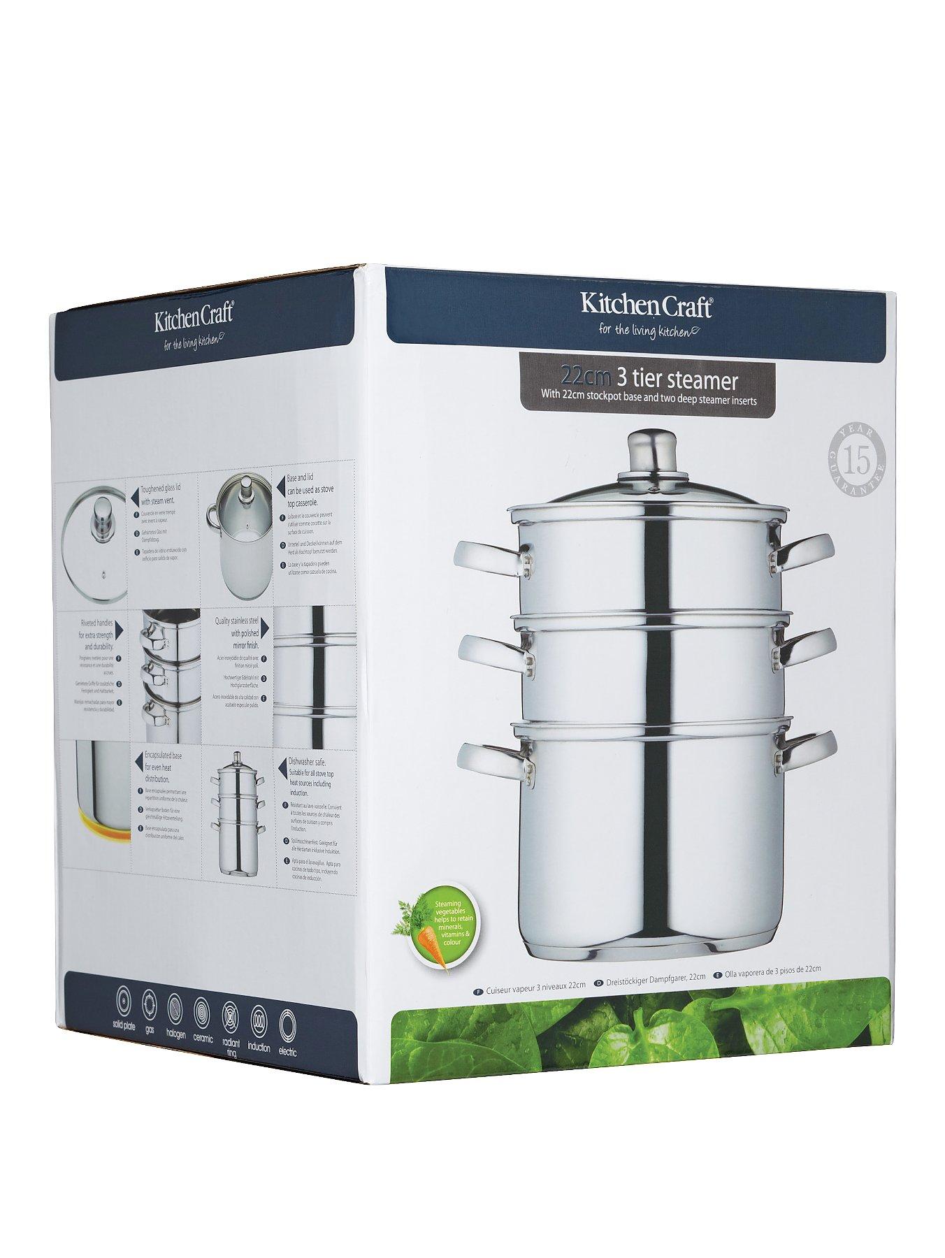 Image 3 of 3 of KitchenCraft 3-Tier 22 cm Steamer - Stainless Steel