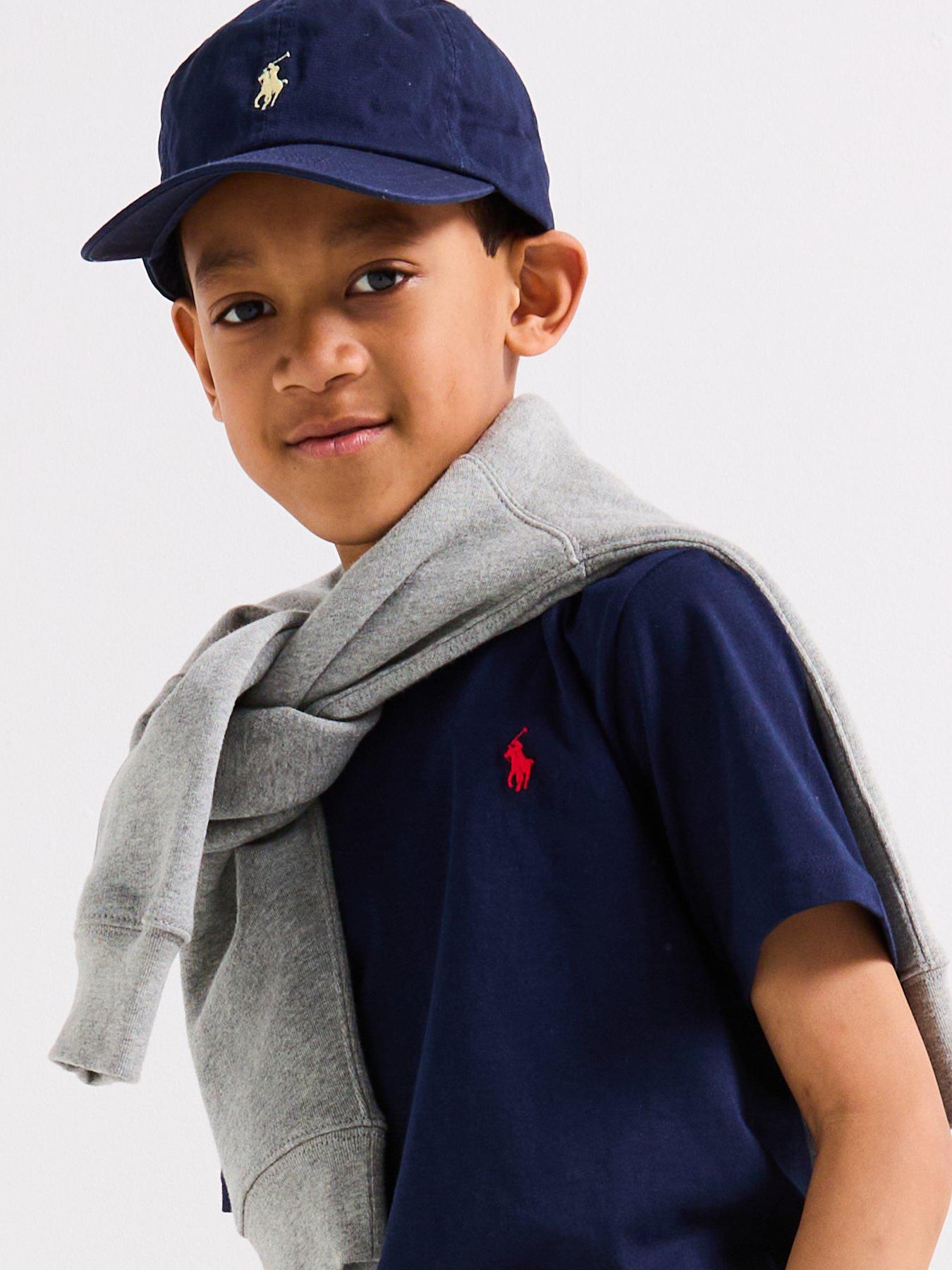 Image 3 of 6 of Polo Ralph Lauren Boys Cotton Jersey Crew Neck T-Shirt - Navy