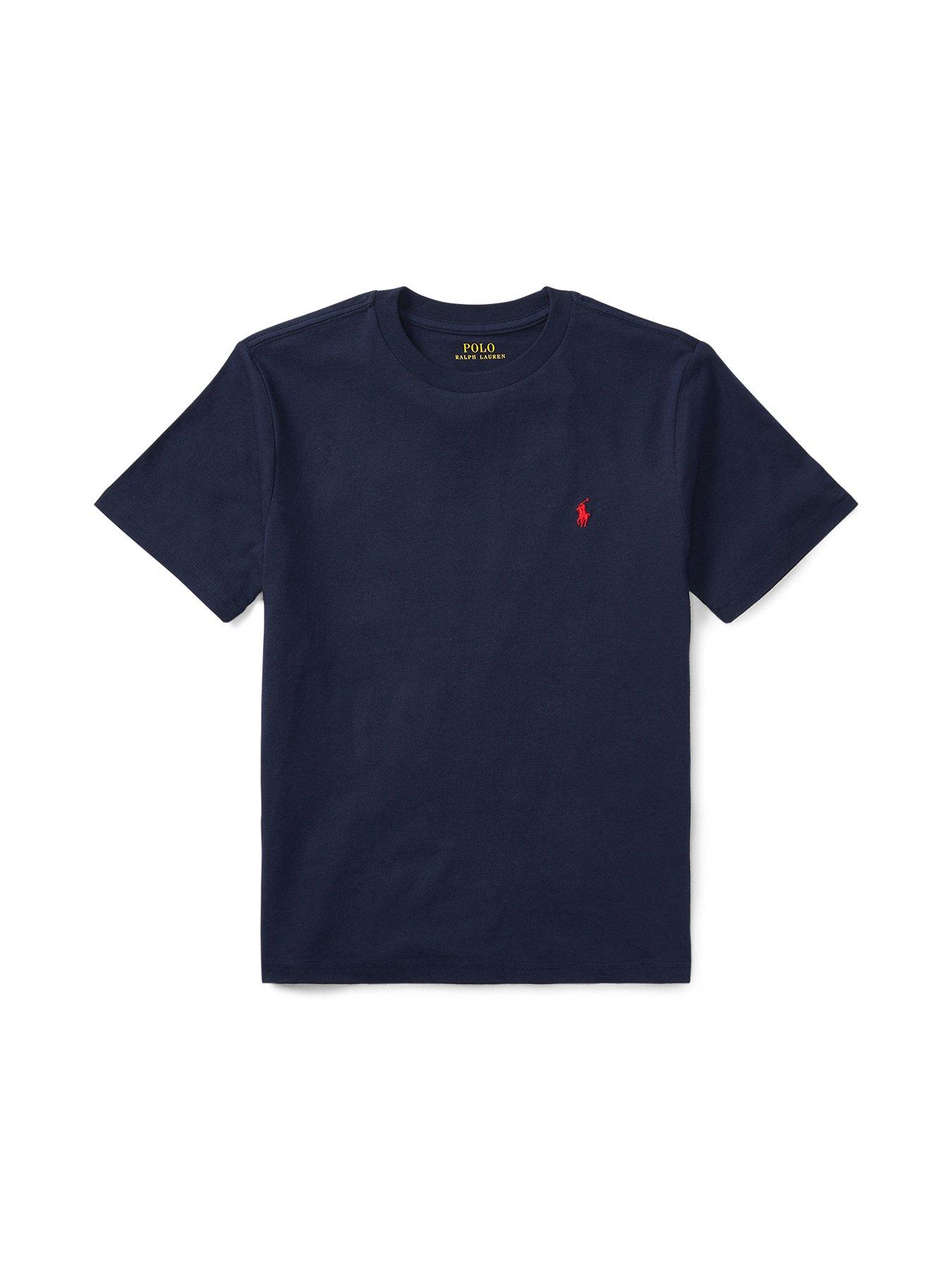 Image 5 of 6 of Polo Ralph Lauren Boys Cotton Jersey Crew Neck T-Shirt - Navy