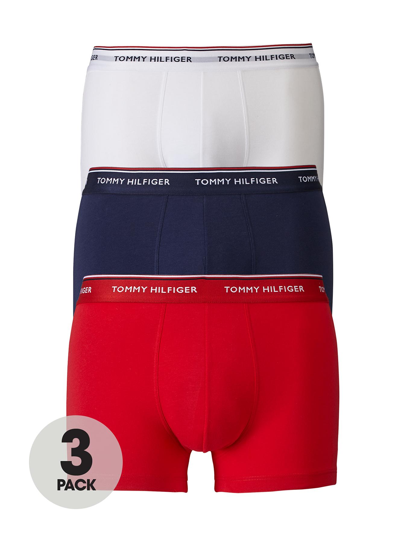 Image 1 of 1 of Tommy Hilfiger 3 Pack Premium Essentials Trunks - Red/White/Navy
