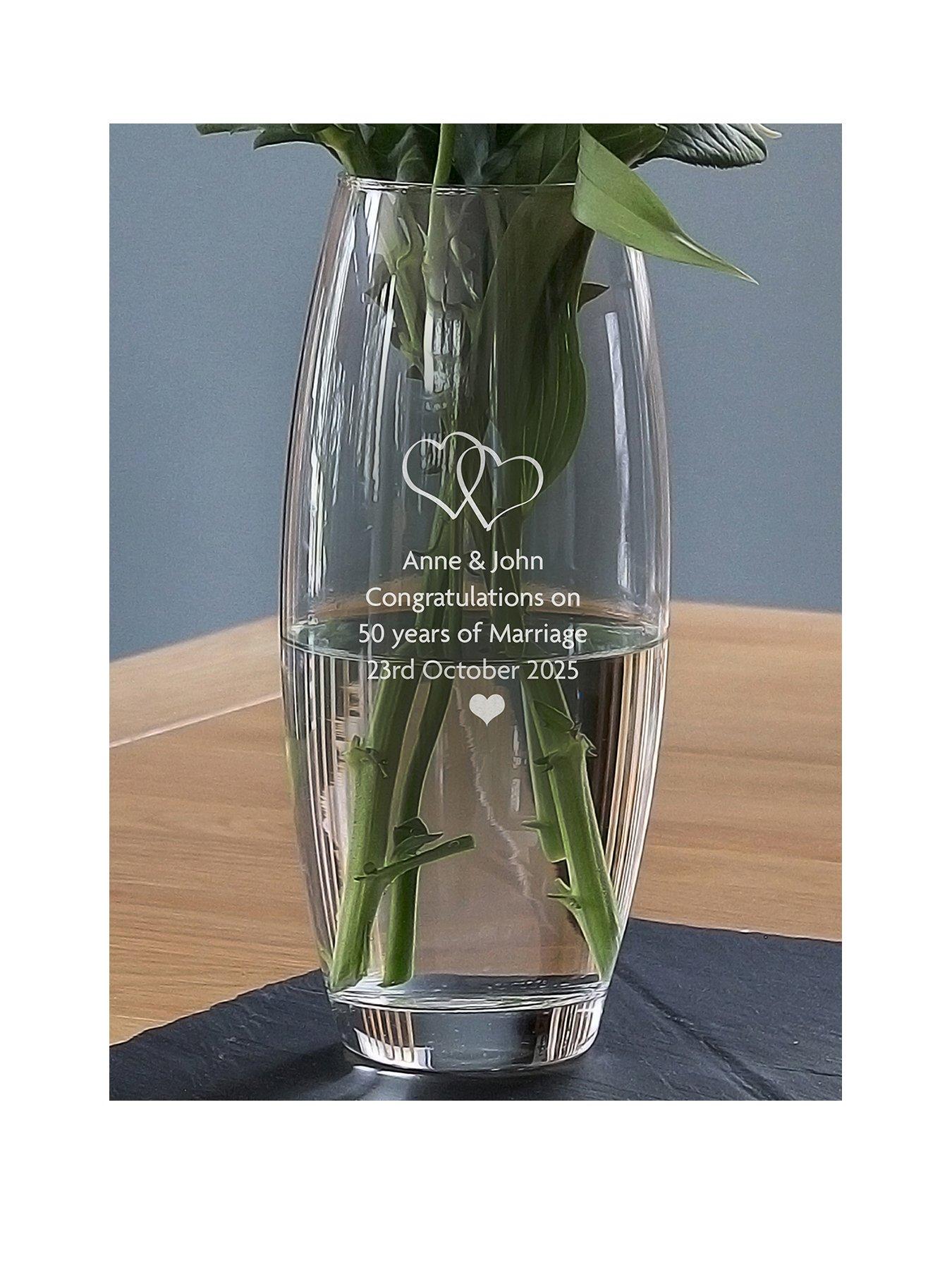 Image 1 of 3 of The Personalised Memento Company Personalised Entwined Hearts Vase
