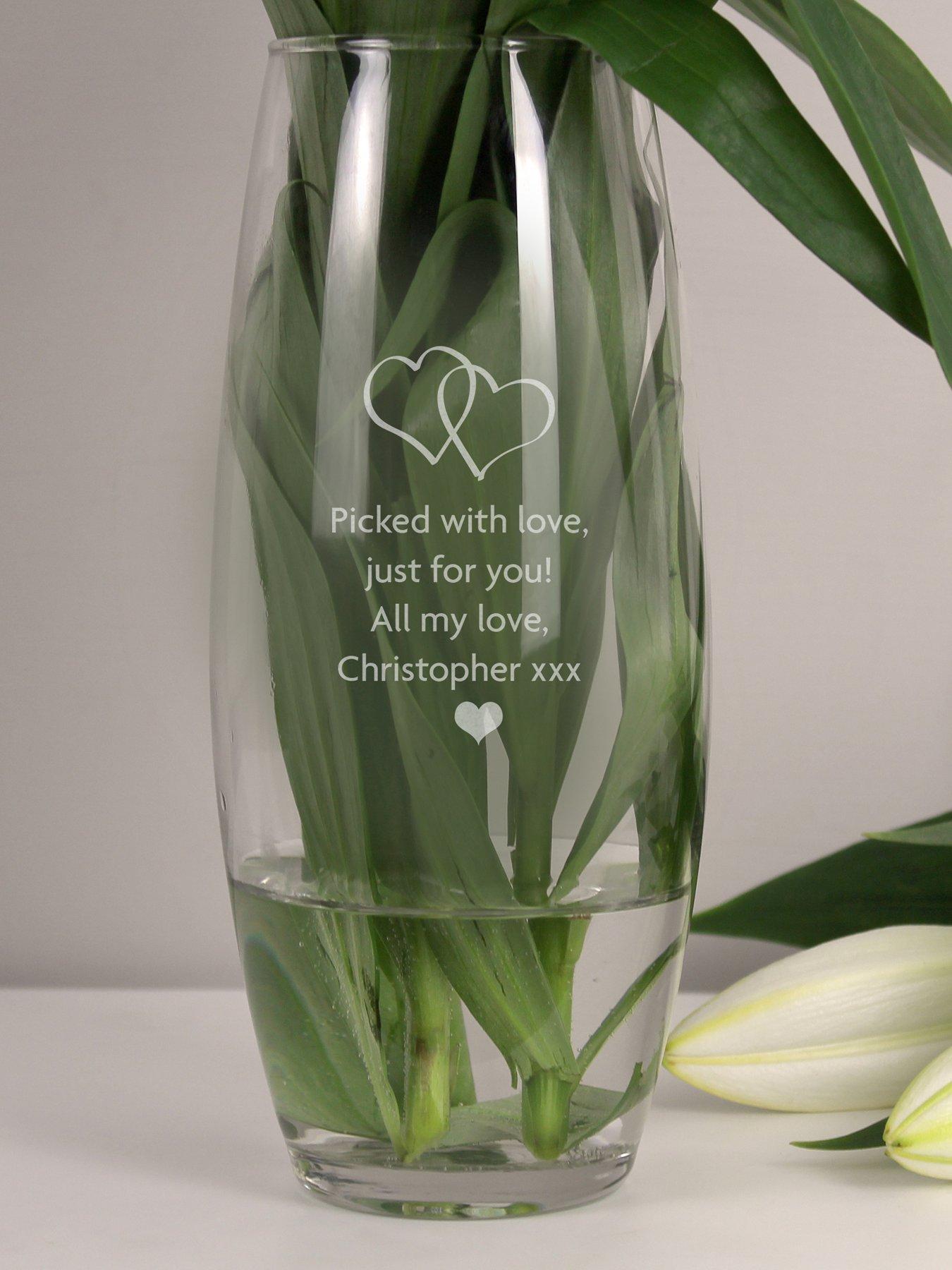Image 3 of 3 of The Personalised Memento Company Personalised Entwined Hearts Vase
