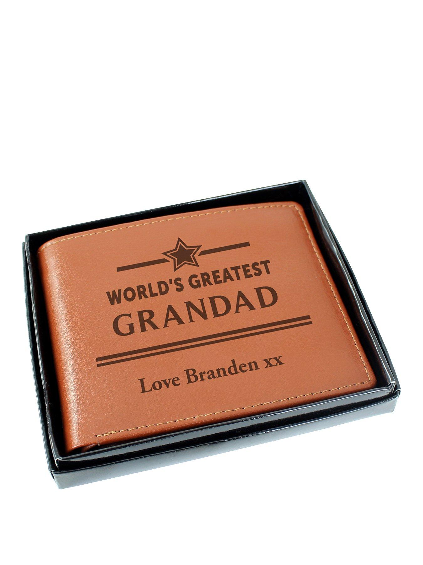 Image 1 of 1 of The Personalised Memento Company Personalised World's Greatest Grandad Tan Leather Wallet