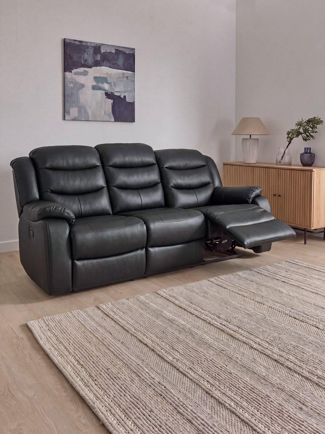 The Very Collection Rothbury Luxury Faux Leather High Back  3 Seater Manual Recliner Sofa - FSC® Certified