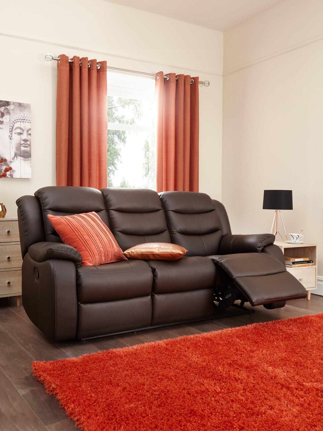 Very Home Rothbury Luxury Faux Leather High Back  3 Seater Manual Recliner Sofa - FSC® Certified