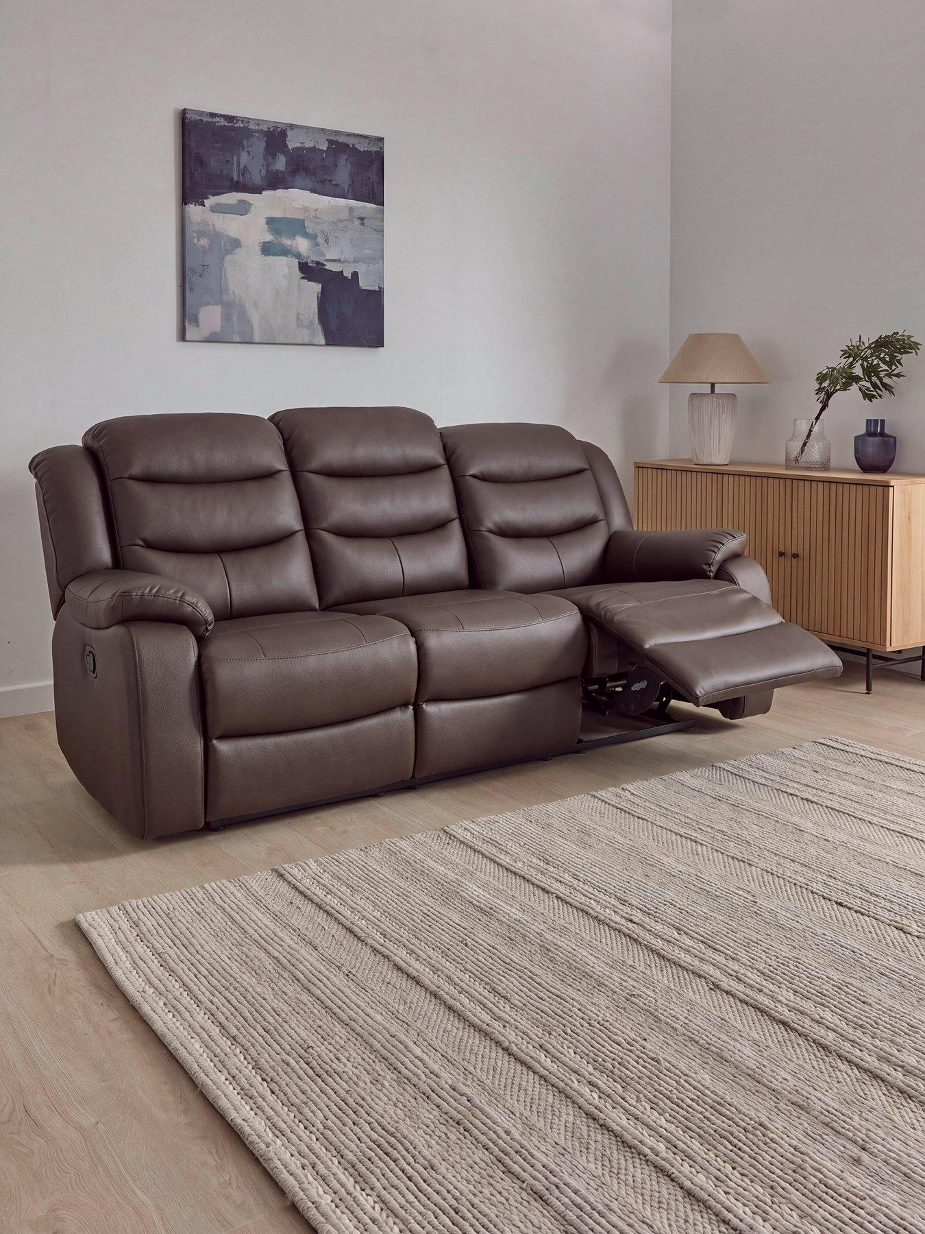The Very Collection Rothbury Luxury Faux Leather High Back  3 Seater Manual Recliner Sofa - FSC® Certified