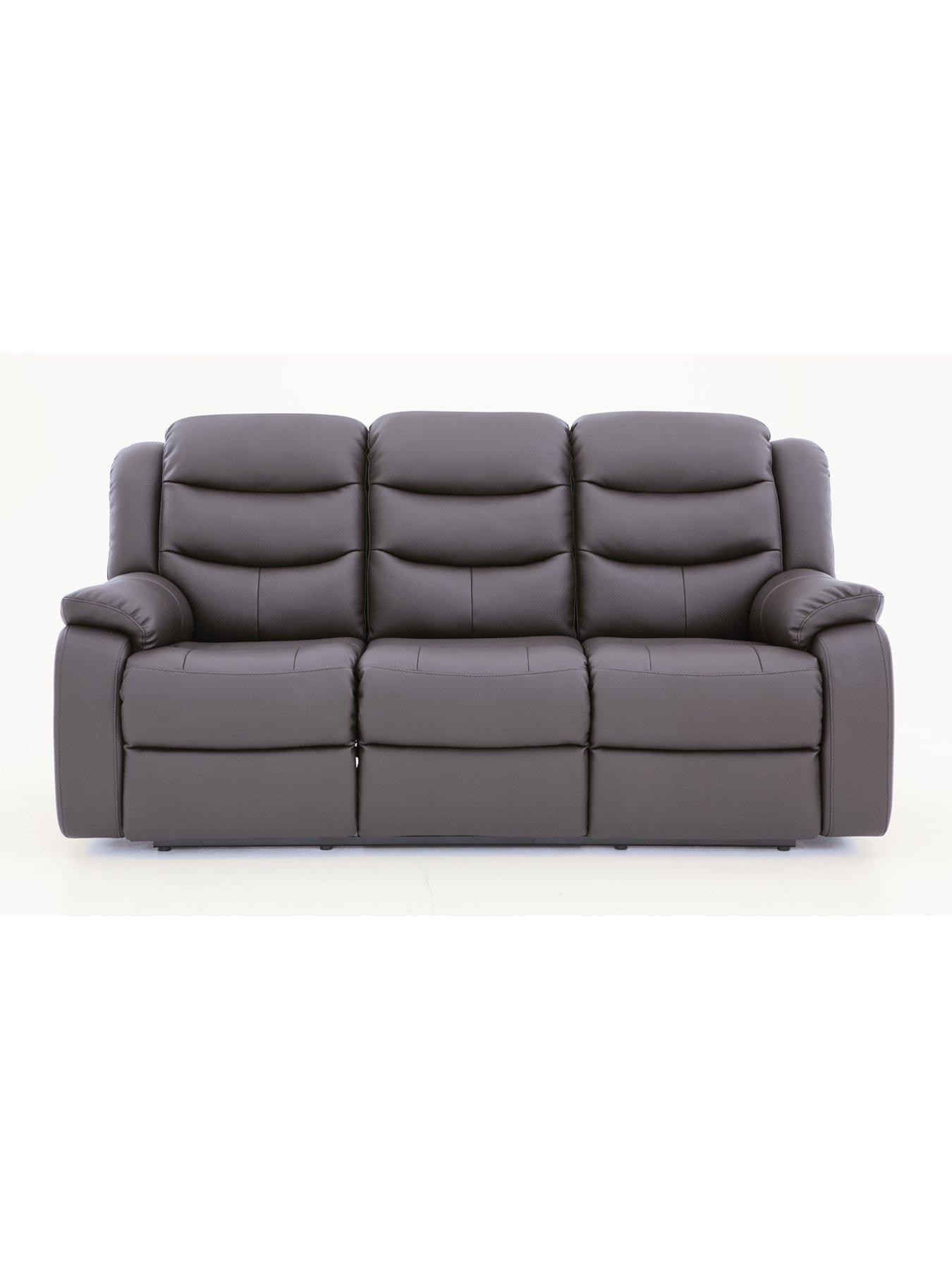 Very Home Rothbury Luxury Faux Leather High Back  3 Seater Manual Recliner Sofa - FSC® Certified