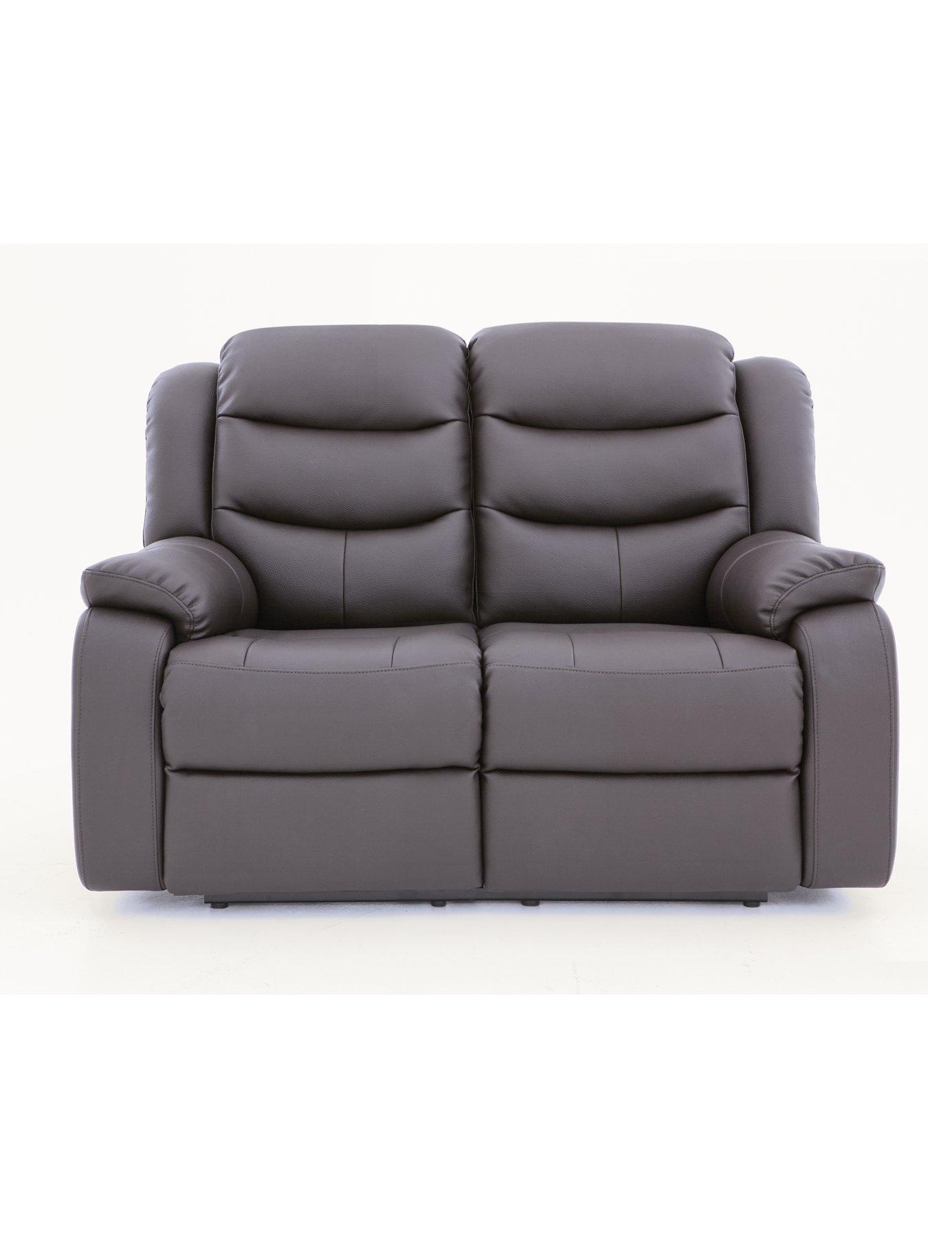 undefined Rothbury Luxury Faux Leather 2 Seater High Back Manual Recliner Sofa - FSC® Certified