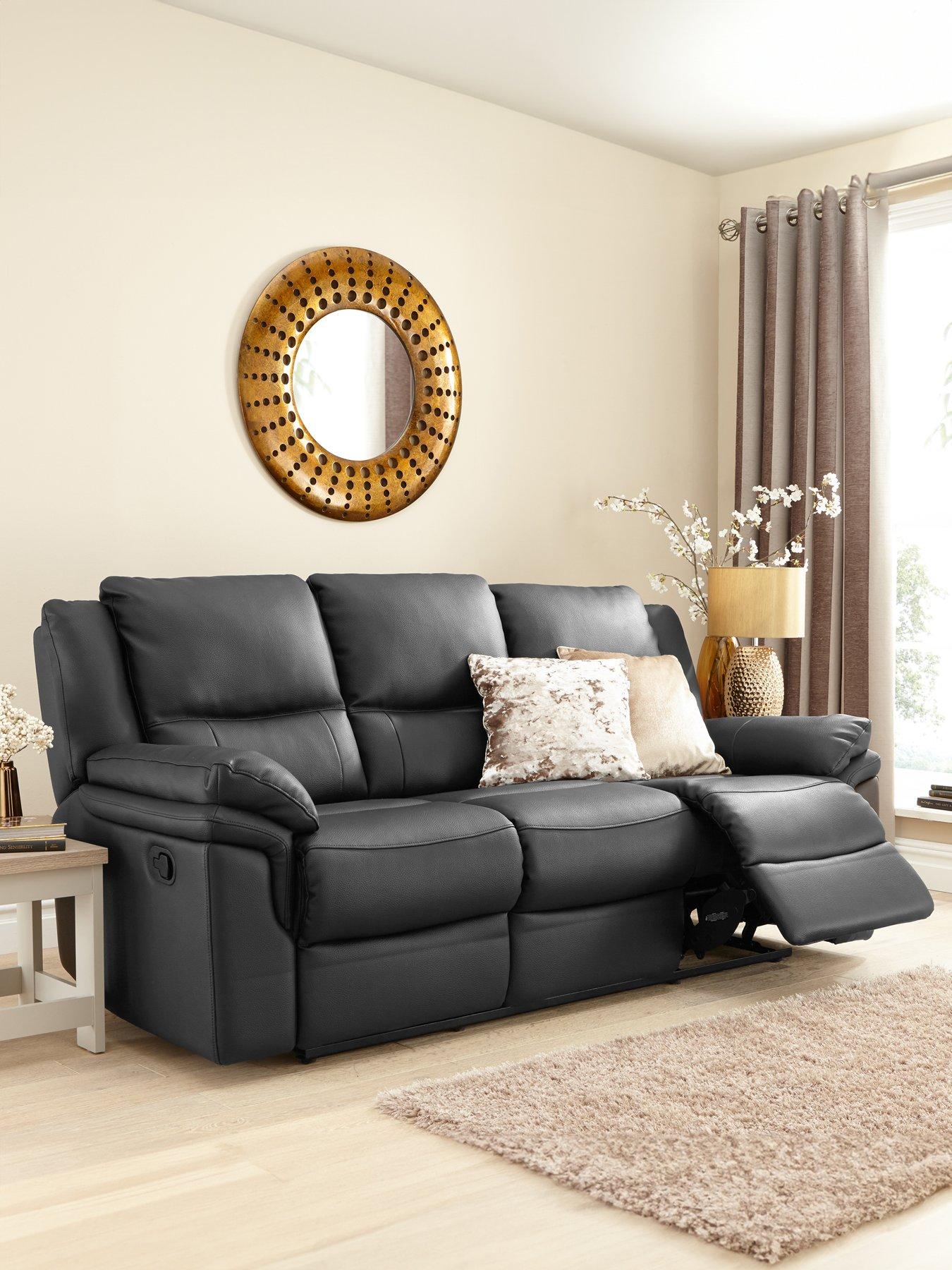 Very Home Albion Luxury Faux Leather 3 Seater High Back Manual Recliner Sofa