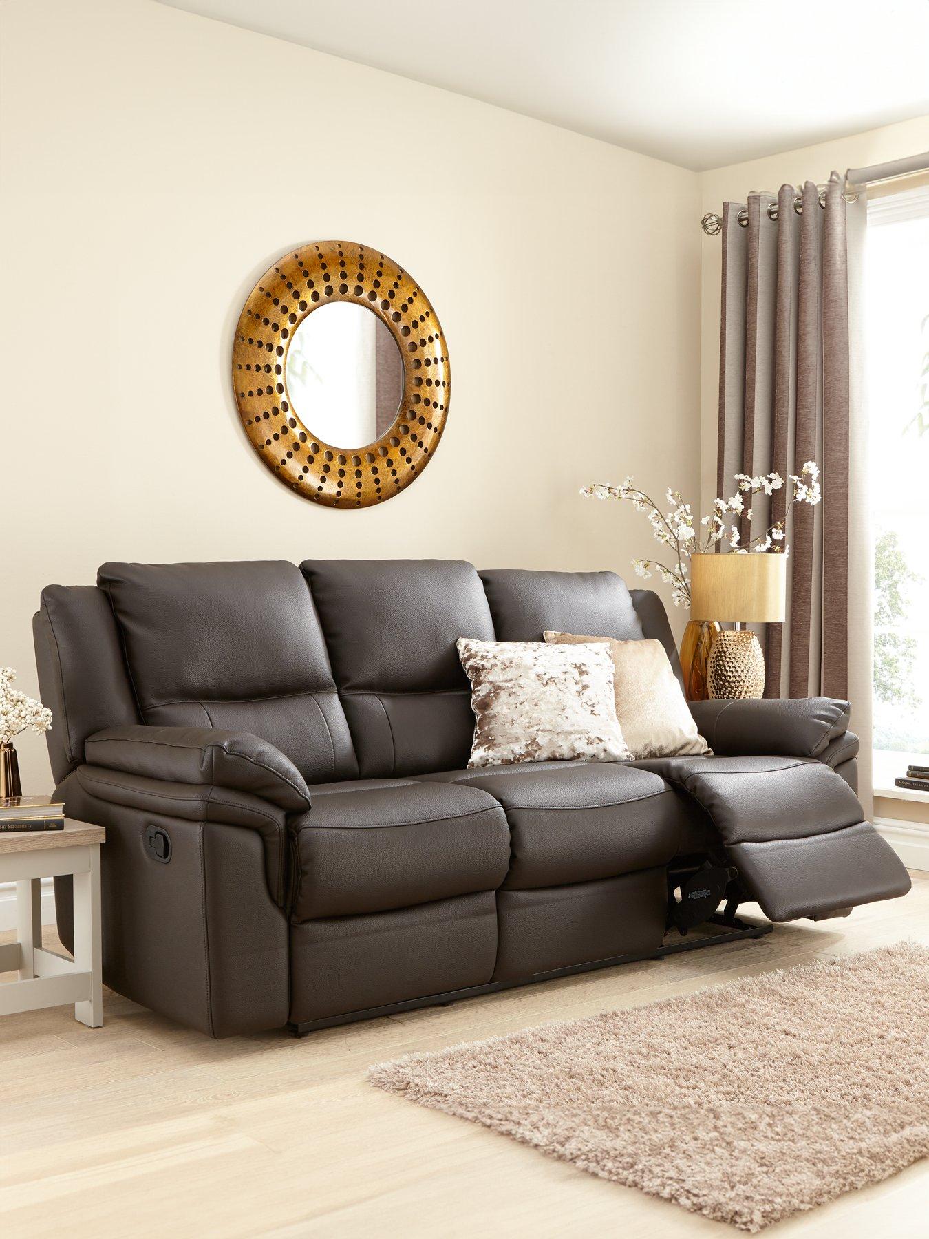 Image 1 of 4 of The Very Collection Albion Luxury Faux Leather 3 Seater High Back&nbsp;Manual Recliner Sofa - FSC&reg; Certified