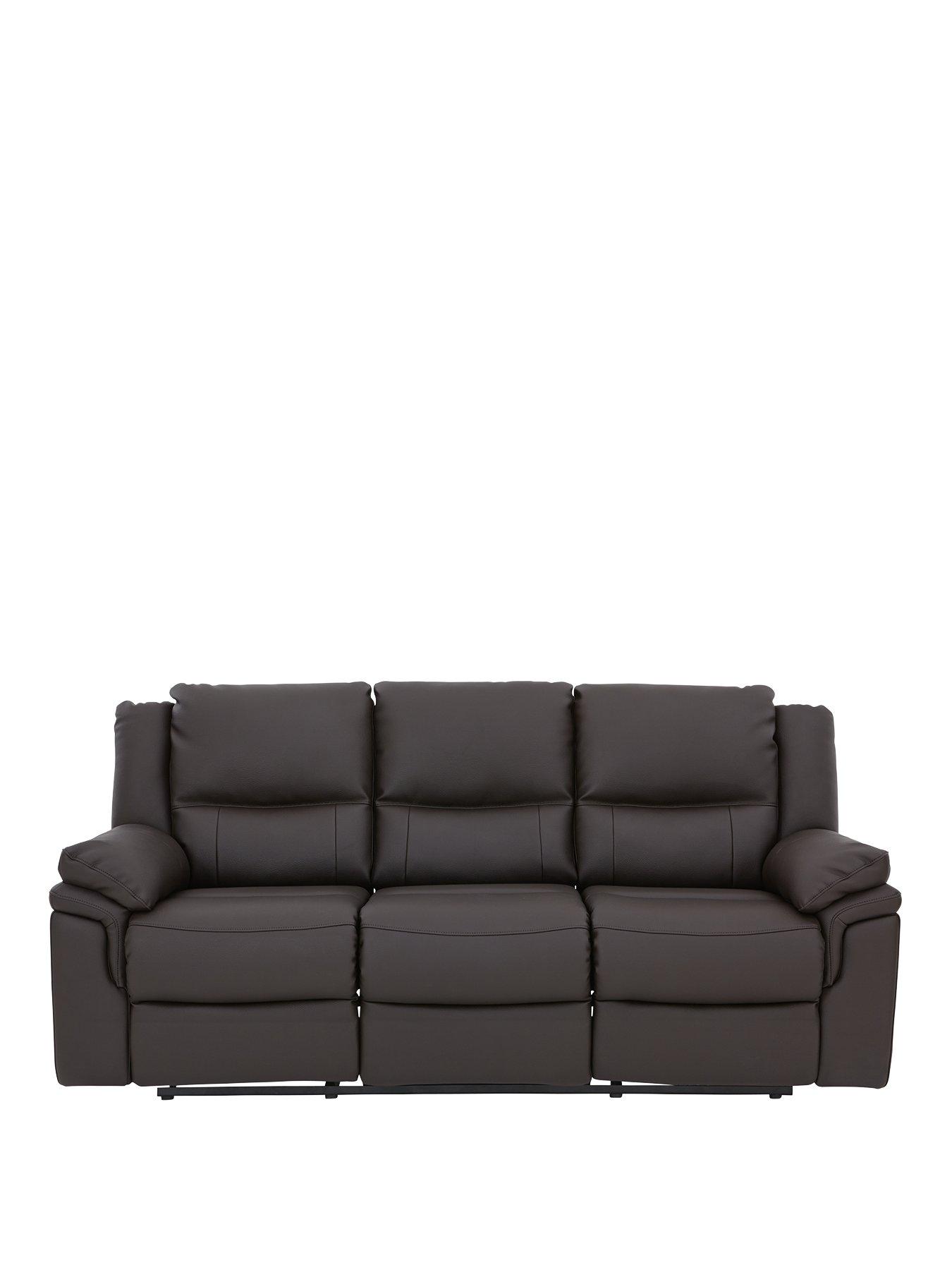 Image 2 of 4 of The Very Collection Albion Luxury Faux Leather 3 Seater High Back&nbsp;Manual Recliner Sofa - FSC&reg; Certified