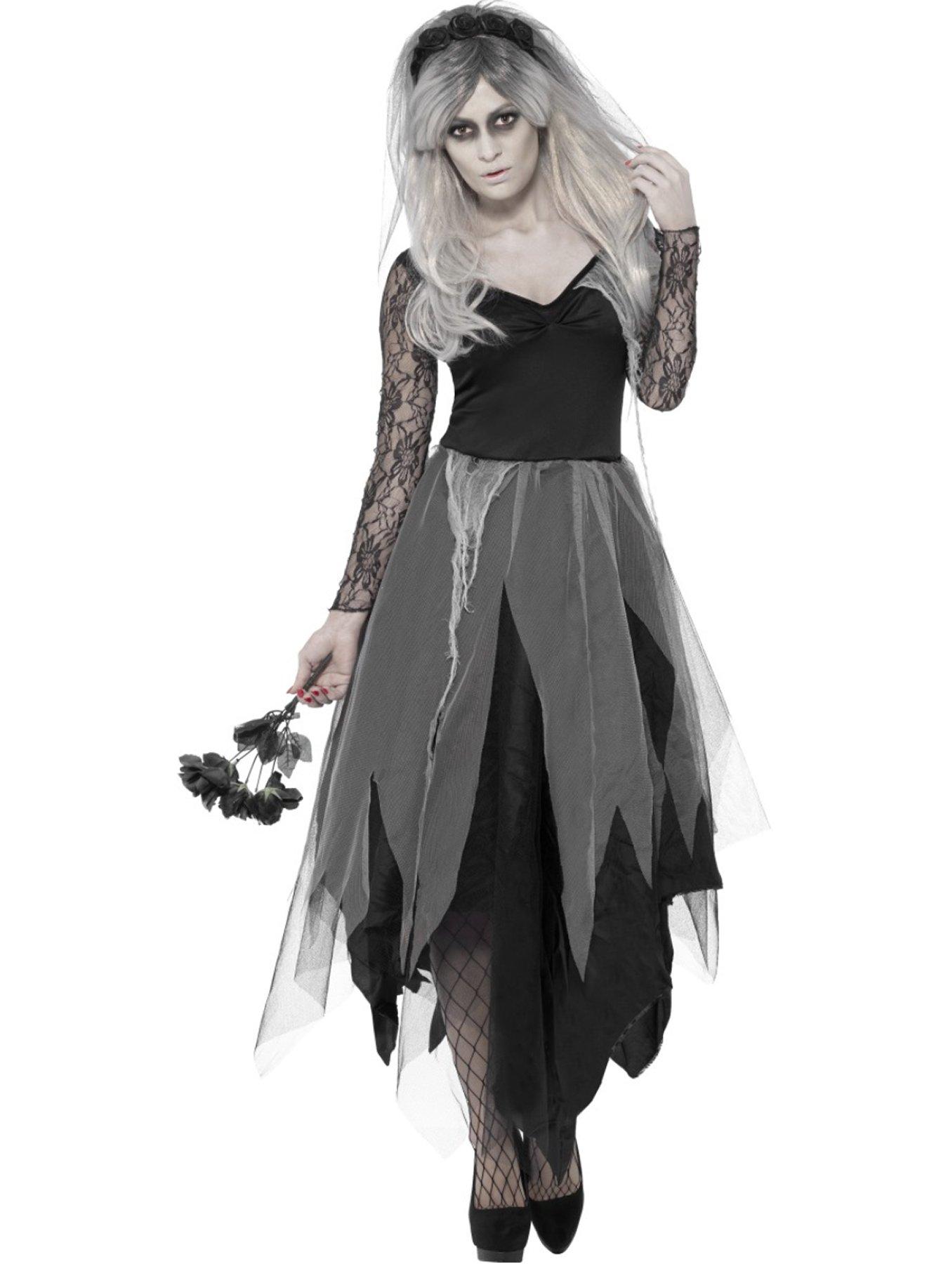 Image 1 of 1 of undefined Graveyard Bride Costume with Dress and Rose Veil