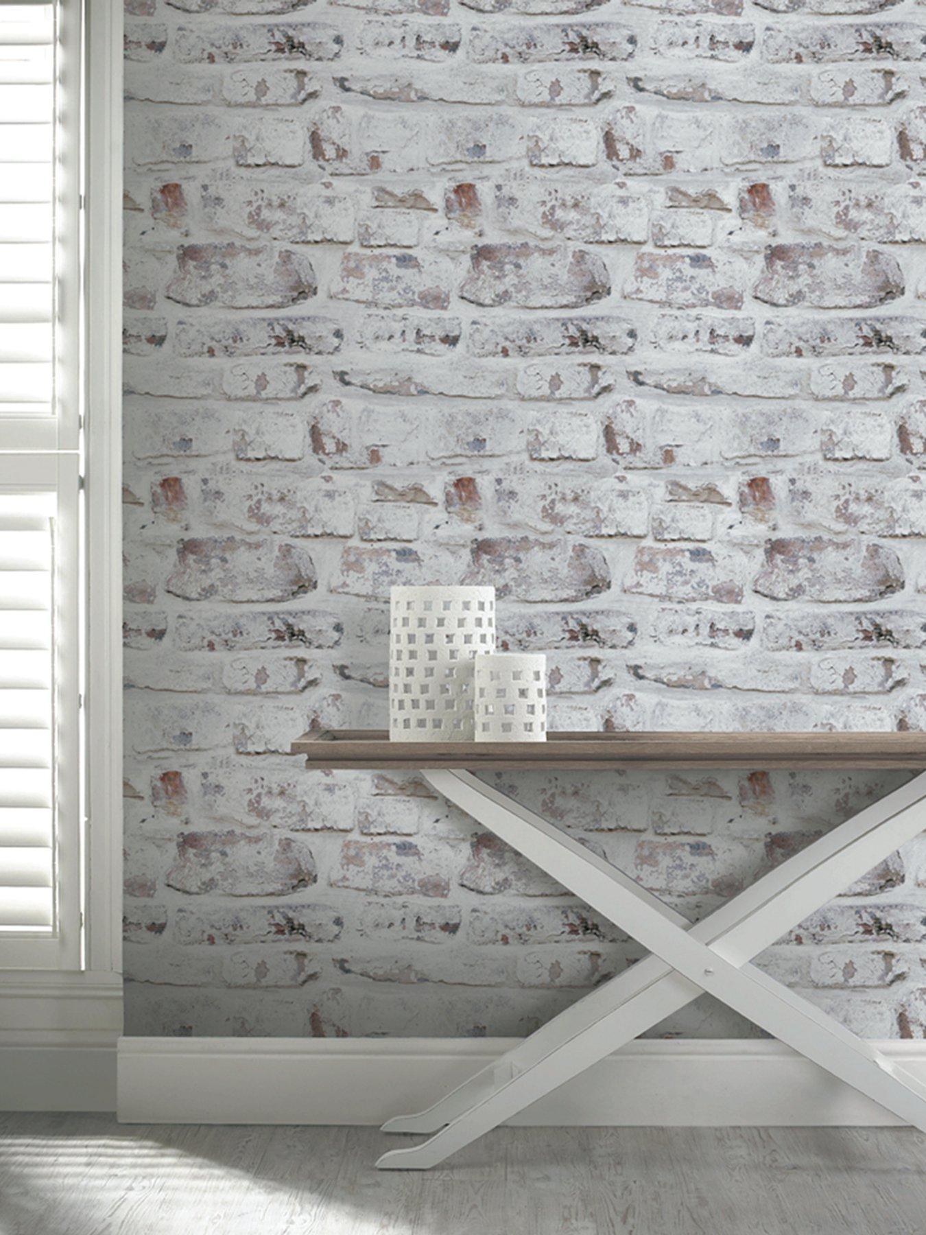 undefined Whitewashed Brick Wall Wallpaper