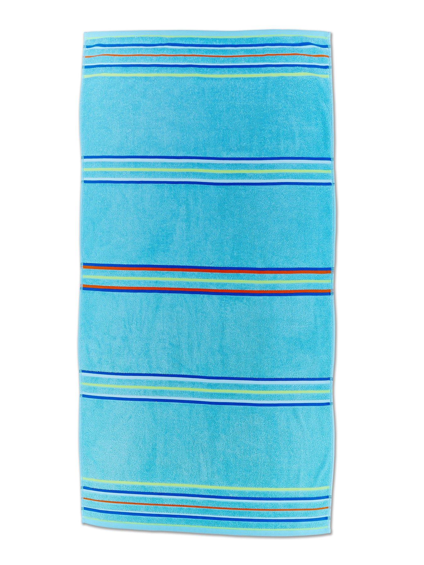 Image 2 of 3 of Catherine Lansfield Rainbow Beach Towel Pair Blue &amp; Aqua