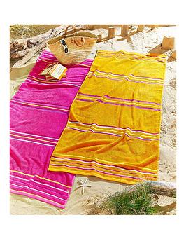 catherine-lansfield-rainbow-beach-towel-pair-pink-amp-orange
