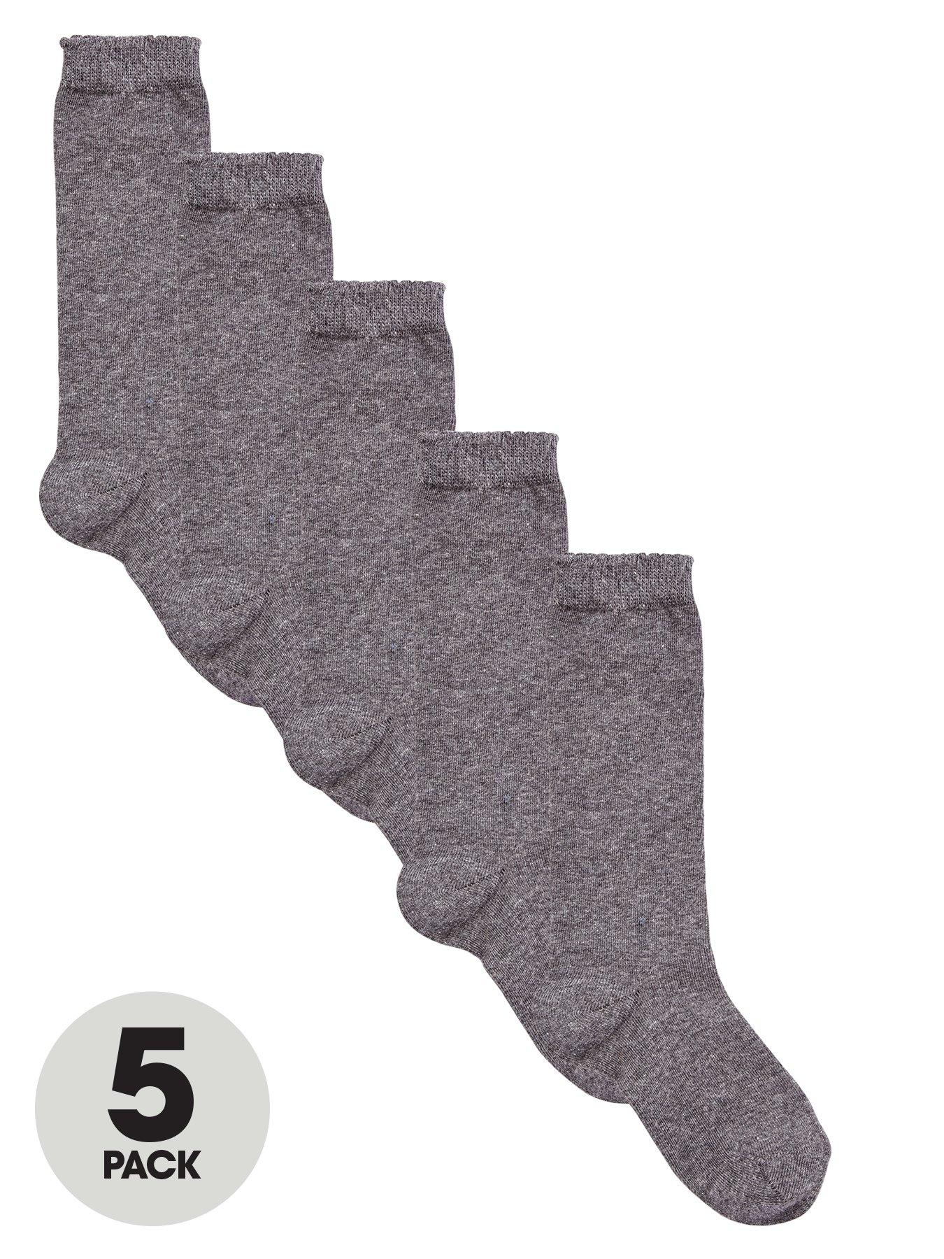 Image 1 of 3 of The Very Collection Girls 5 Pack Cotton-Rich Knee High Socks - Grey