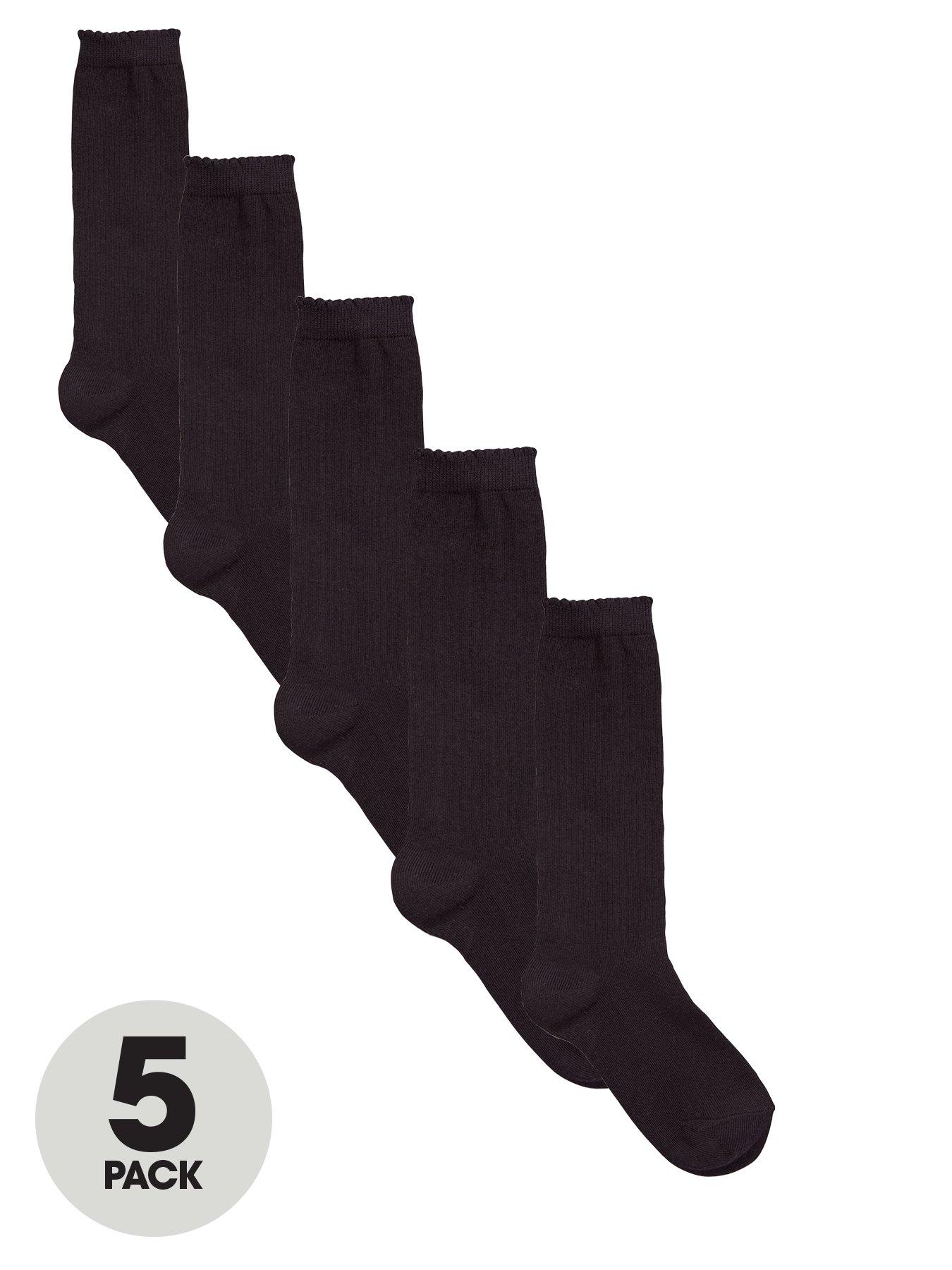 Image 1 of 3 of The Very Collection Girls 5 Pack Knee High Stretch Socks - Black