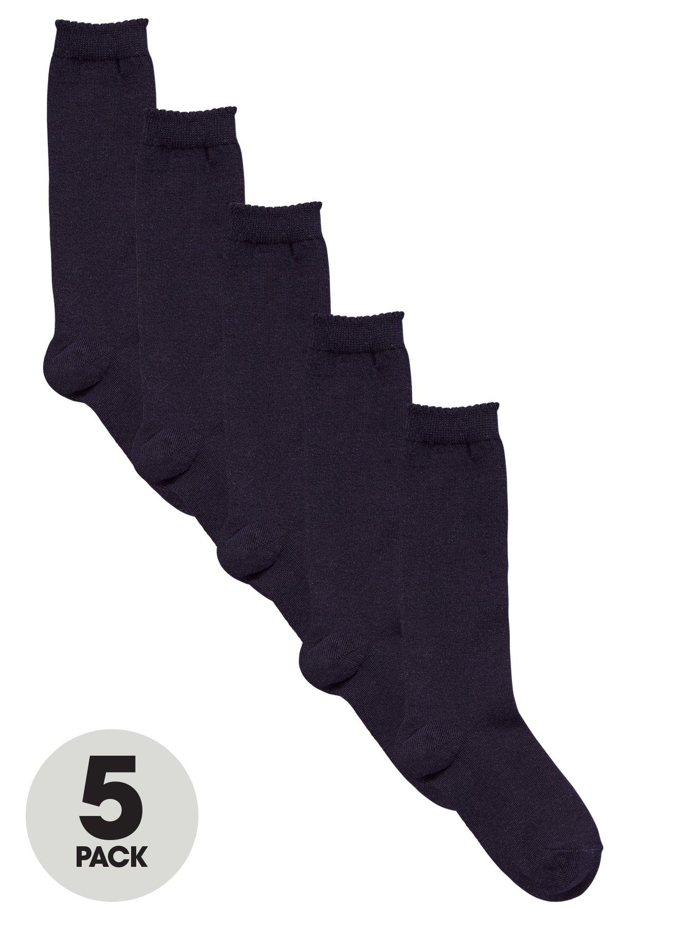 Image 1 of 3 of The Very Collection Girls 5 Pack Cotton-Rich Knee High Socks - Navy