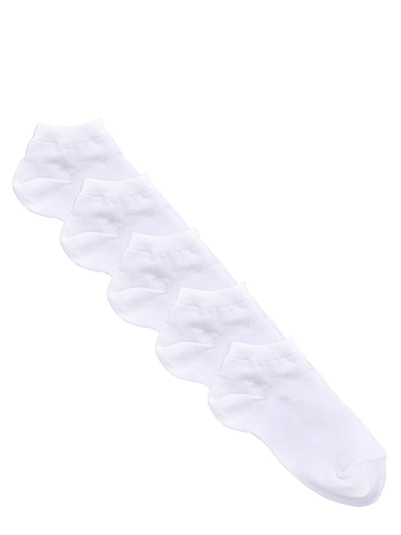 Image 1 of 3 of The Very Collection Unisex 5 Pack Cotton-Rich Stretch Trainer Liner Socks - White