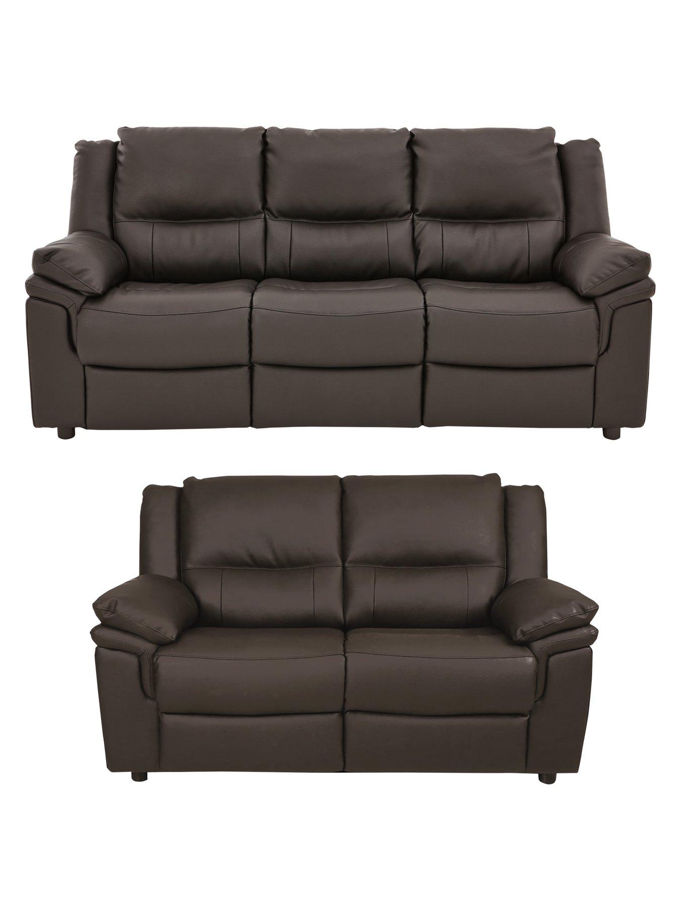 The Very Collection Albion Luxury Faux Leather High Back 3 Seater + 2 Seater Sofa Set (Buy and SAVE!) - FSC® Certified