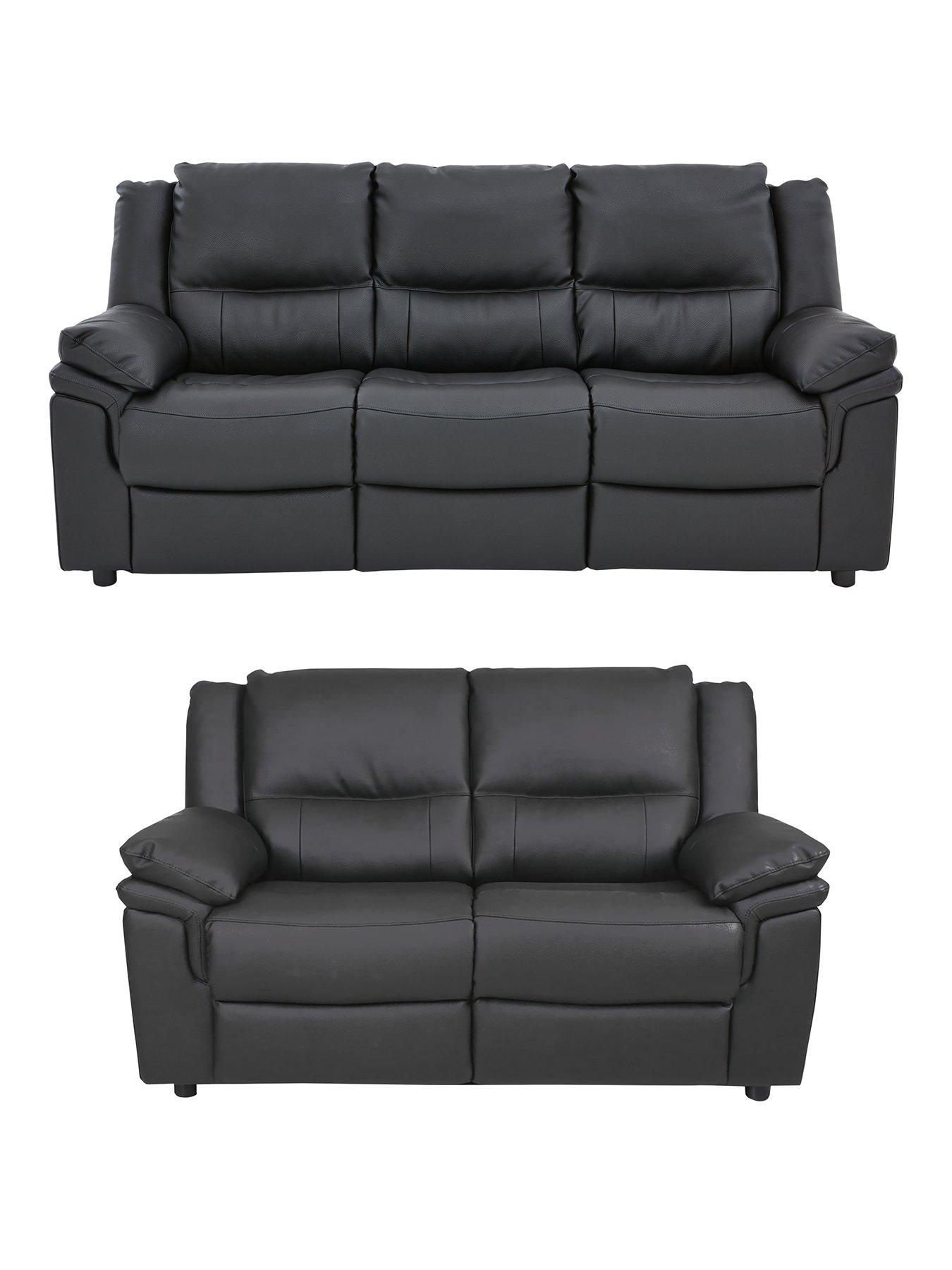 The Very Collection Albion Luxury Faux Leather High Back 3 Seater + 2 Seater Sofa Set (Buy and SAVE!) - FSC® Certified