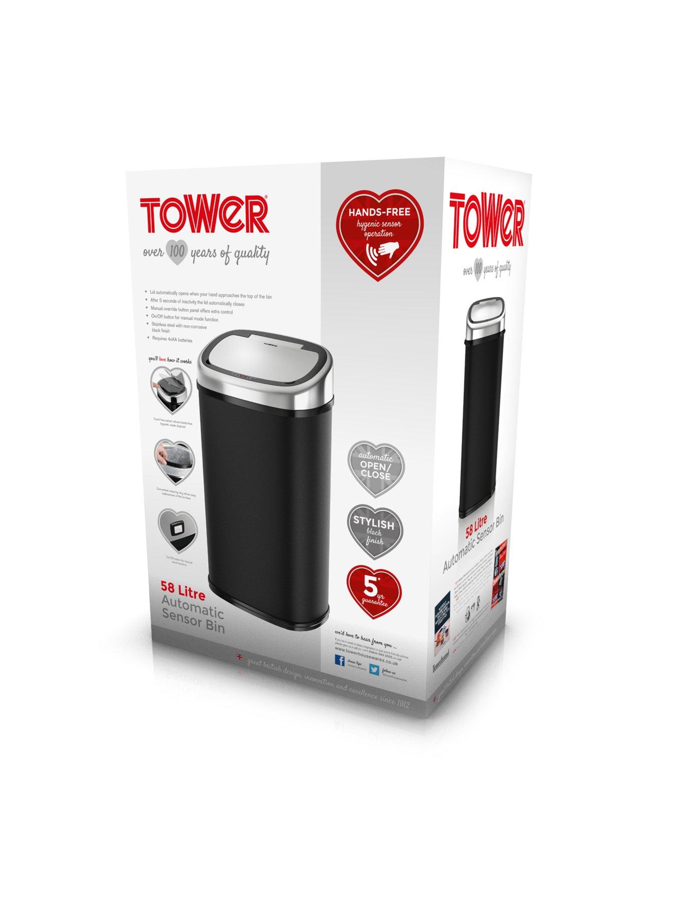Image 3 of 3 of Tower 58-litre Square Sensor Bin in Black