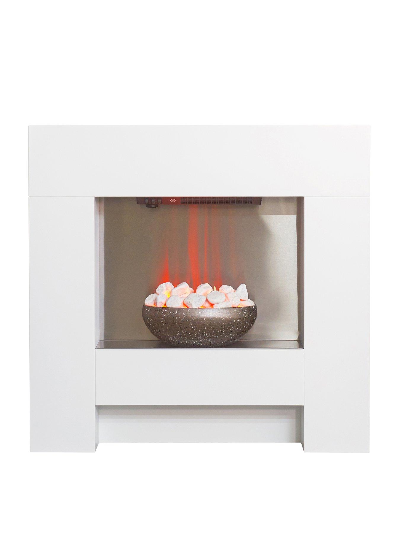 Image 1 of 5 of Adam Fires & Fireplaces Cubist White Electric Suite