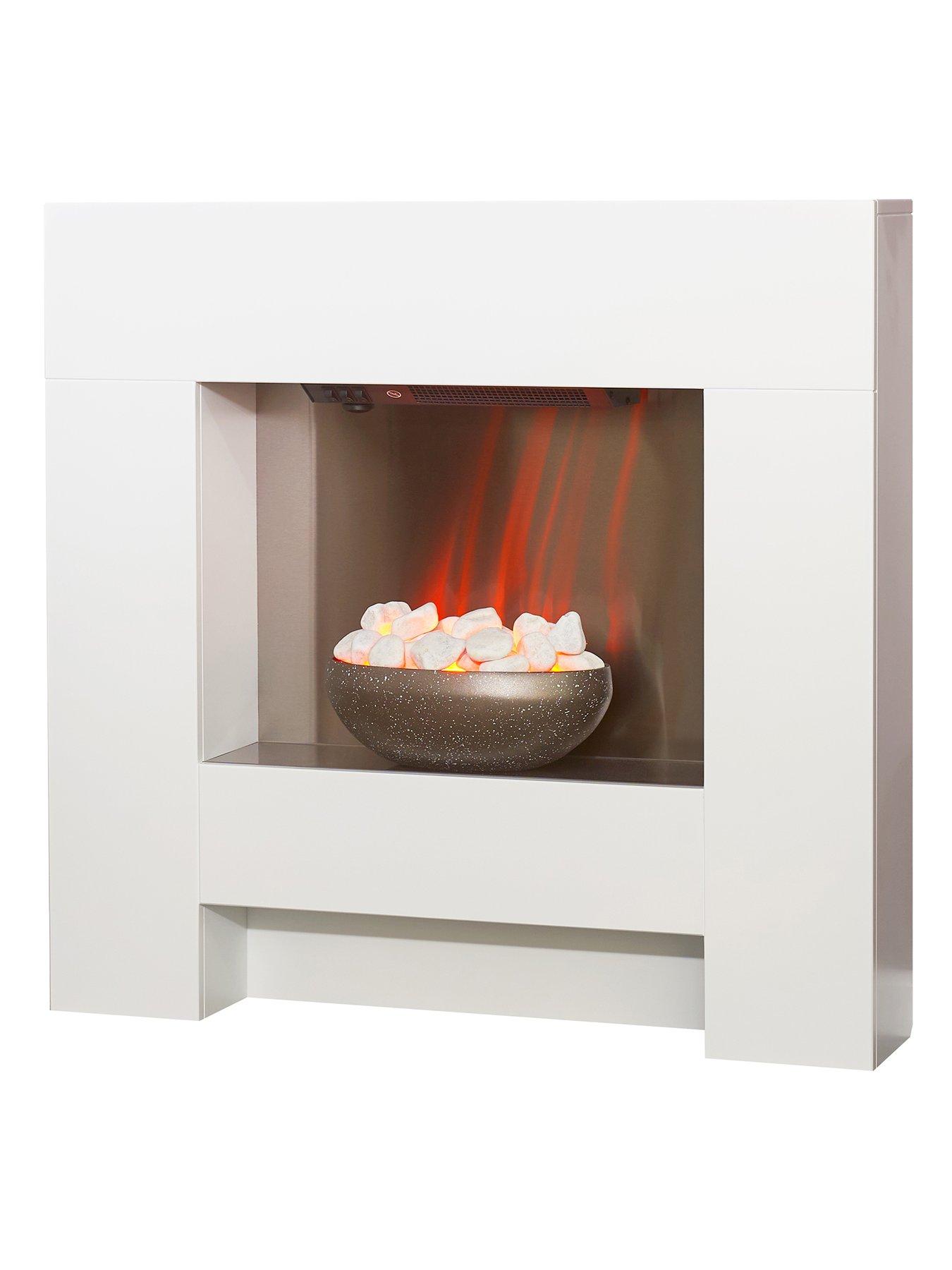 Image 2 of 5 of Adam Fires & Fireplaces Cubist White Electric Suite