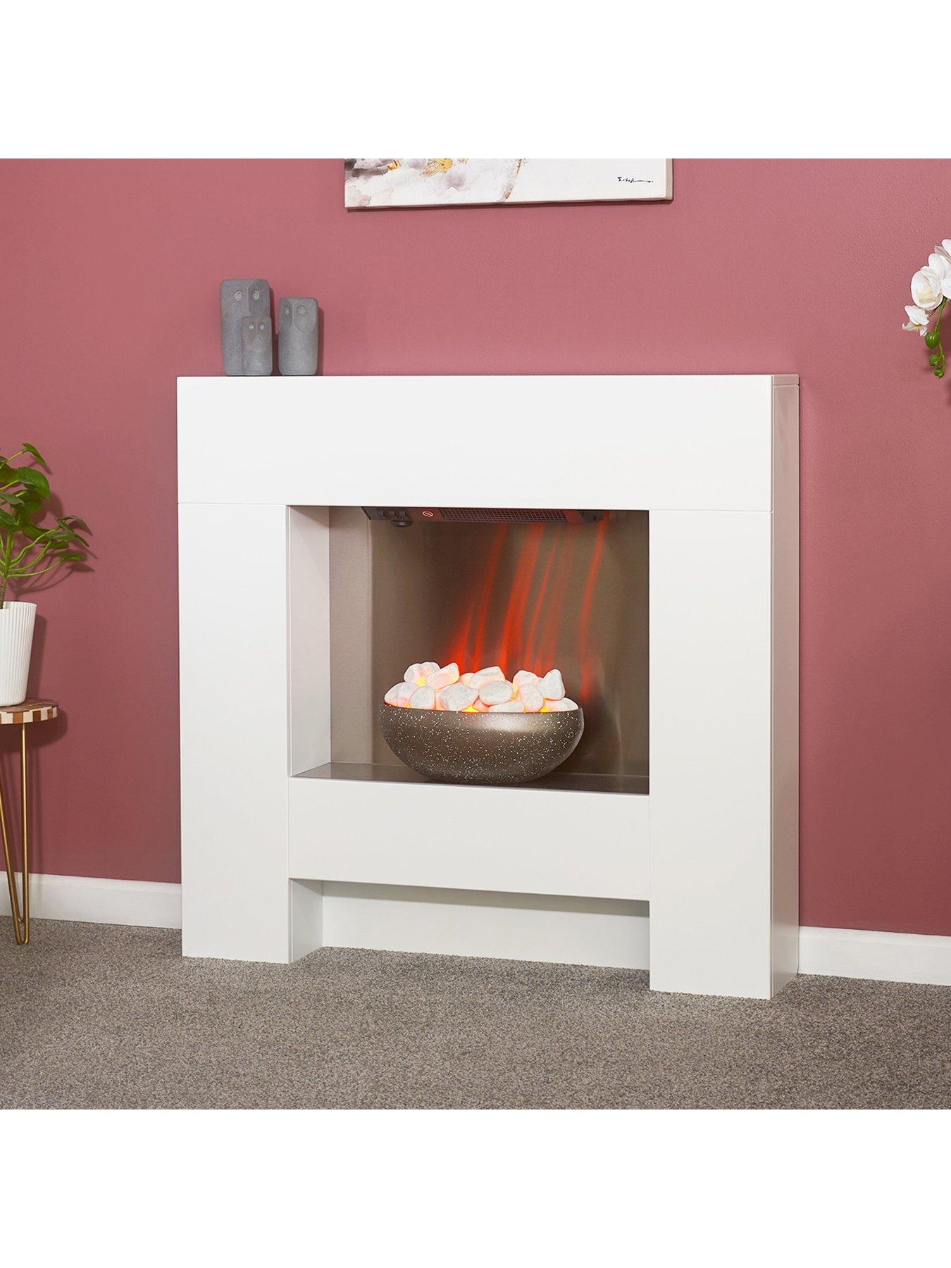 Image 4 of 5 of Adam Fires & Fireplaces Cubist White Electric Suite