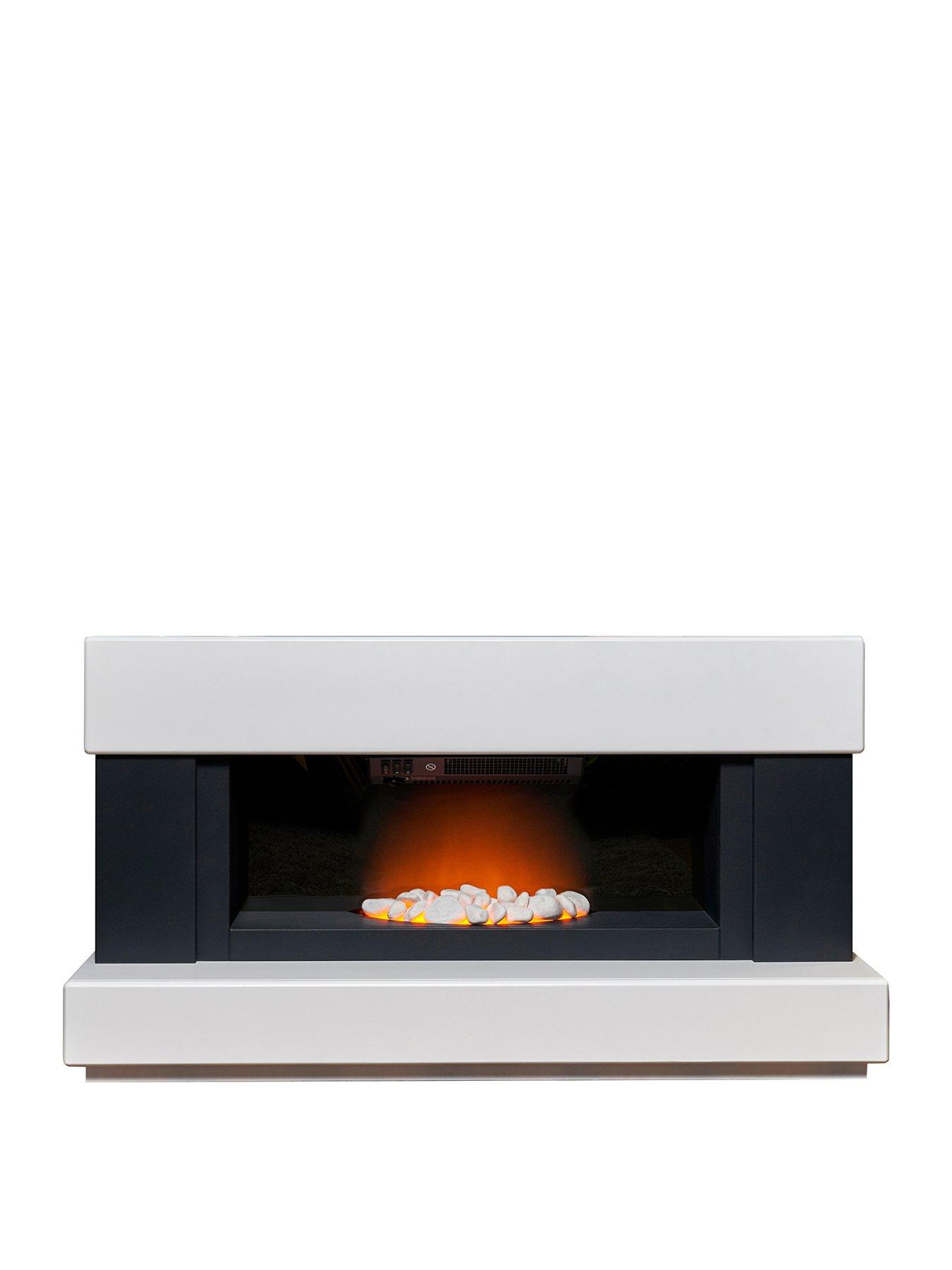 Image 1 of 5 of Adam Fires & Fireplaces Verona White & Black Electric Suite