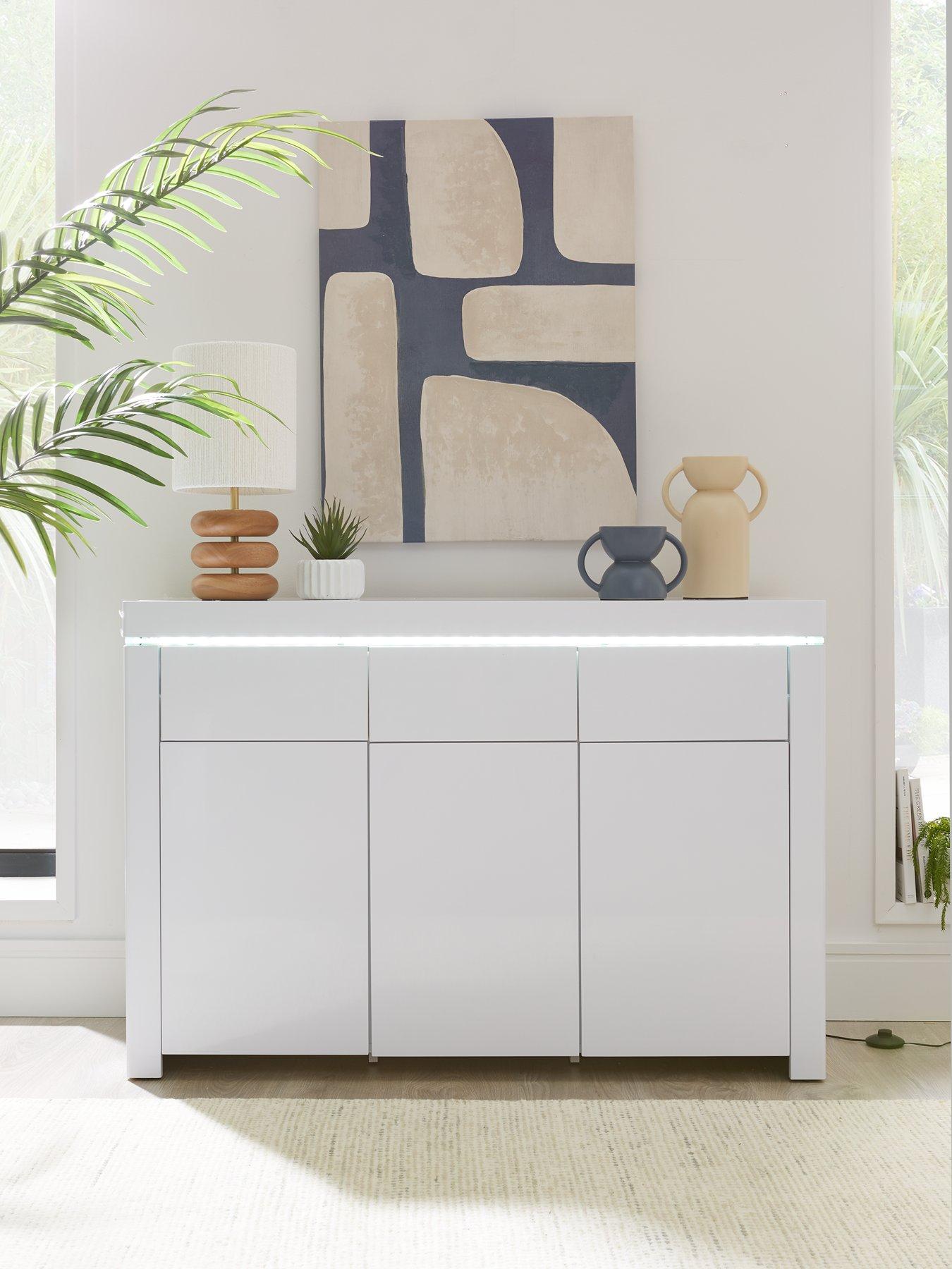 Image 1 of 6 of The Very Collection Atlantic Large Gloss Sideboard with LED Light