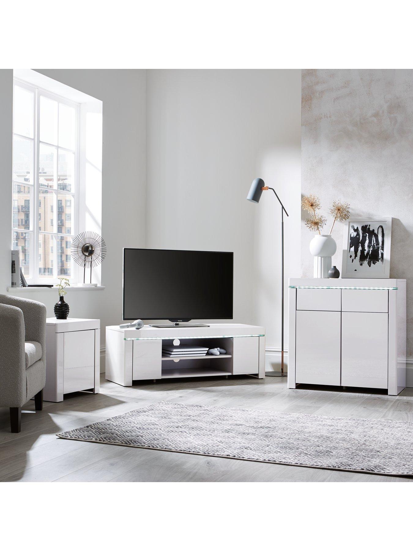 White Gloss Corner Unit Living Room Baci Living Room