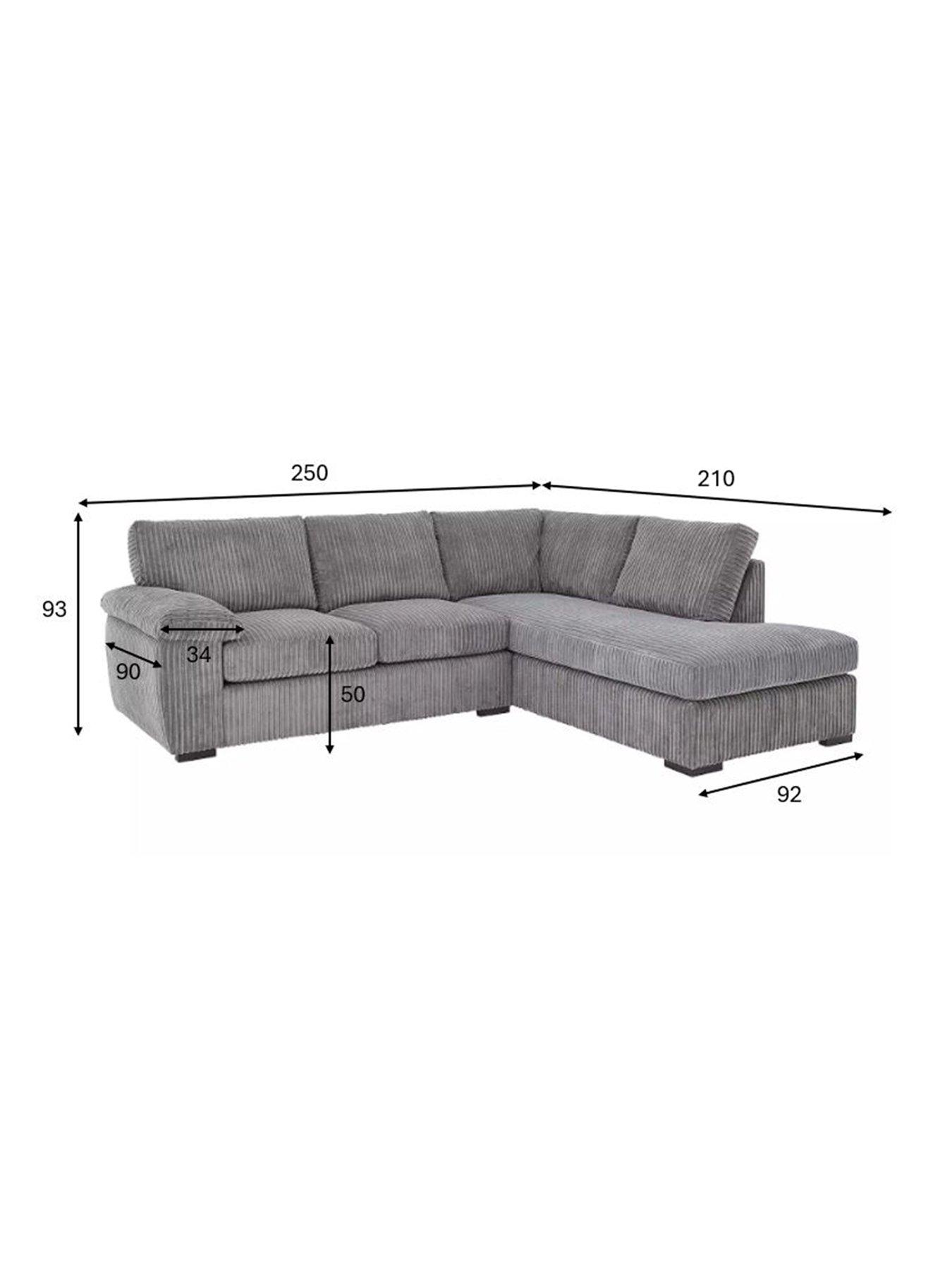 Image 6 of 7 of Very Home Amalfi Standard Back Fabric Right Hand Corner Chaise Sofa - Charcoal - FSC&reg; Certified