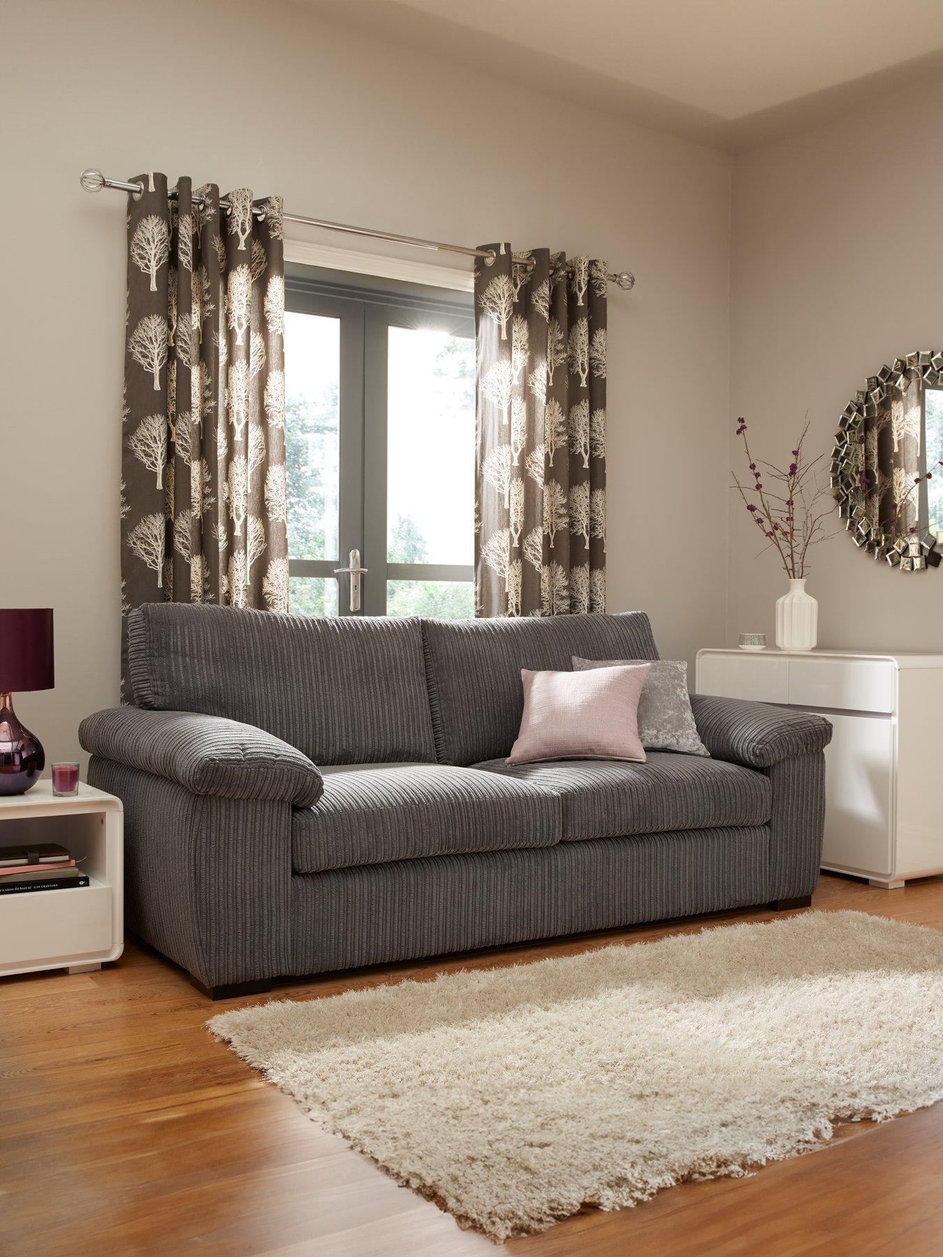 The Very Collection Amalfi Standard Back Fabric 3 Seater Sofa - Charcoal - FSC® Certified
