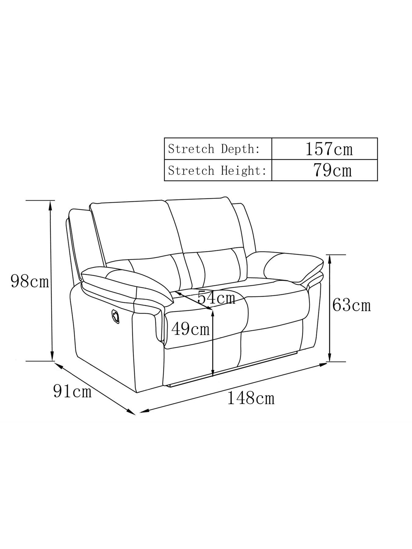 Image 4 of 4 of Very Home Albion Fabric 2 Seater High Back Manual Recliner Sofa