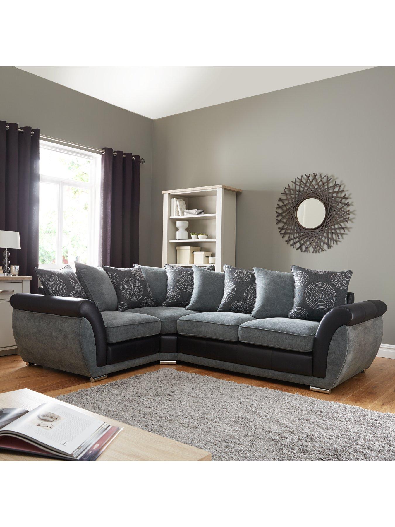 The Very Collection Danube Fabric/Faux Leather Left Hand Corner Group Scatter Back Sofa - FSC® Certified