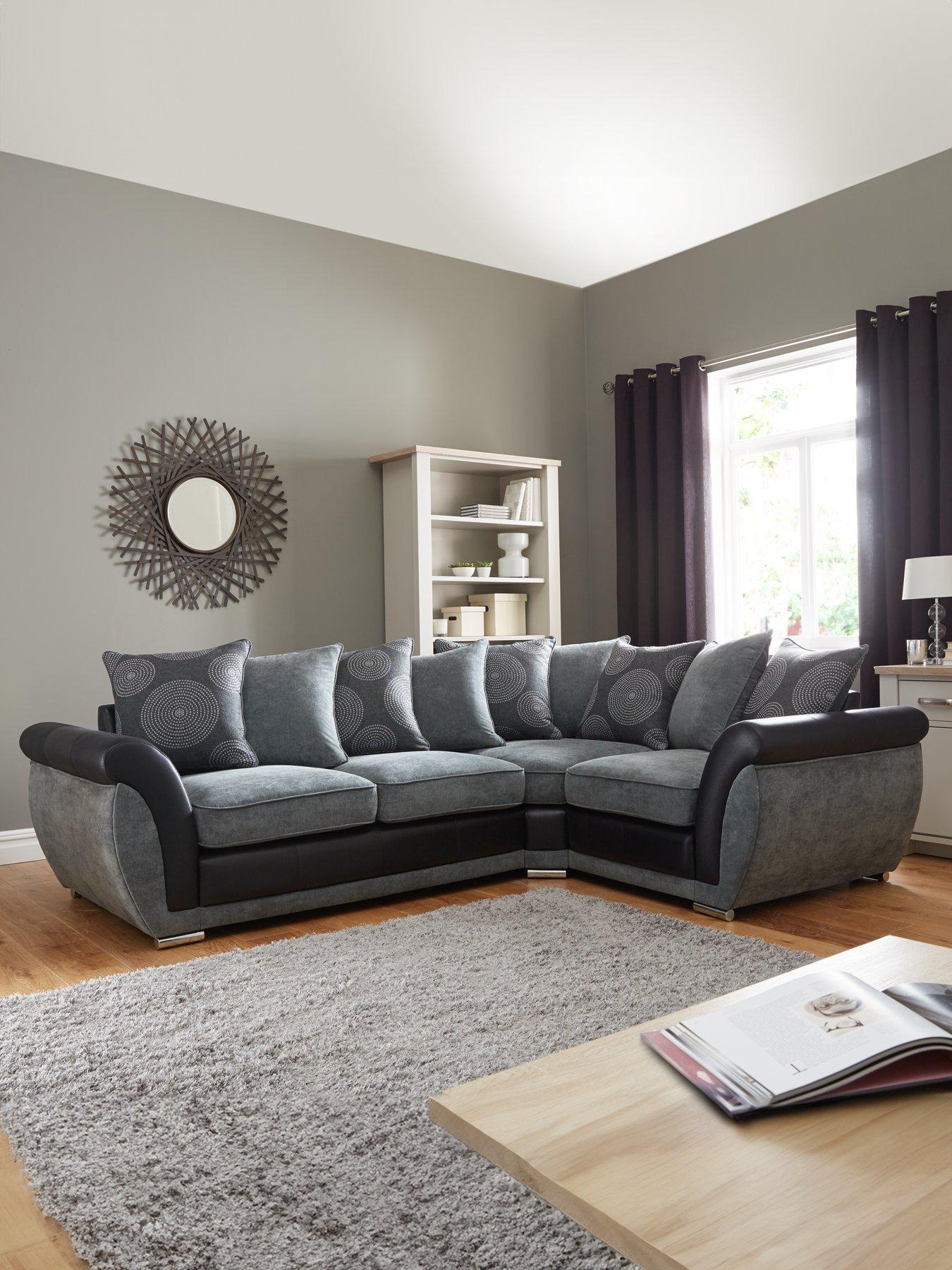 The Very Collection Danube Fabric/Faux Leather Right Hand Corner Group Scatter Back Sofa - FSC® Certified