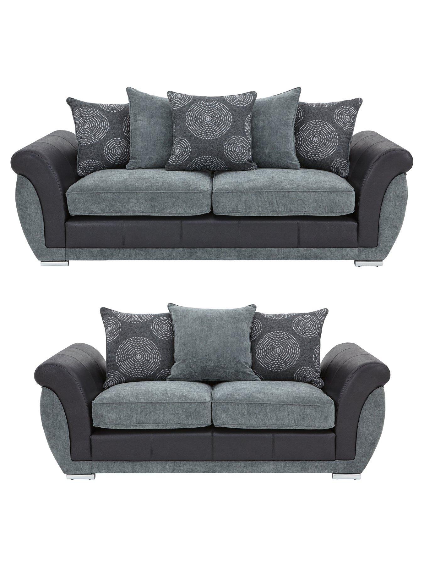 Image 1 of 4 of undefined Danube Fabric/Faux Leather&nbsp;3&nbsp;Seater + 2&nbsp;Seater Sofa Set (Buy and SAVE!)&nbsp;- FSC&reg; Certified