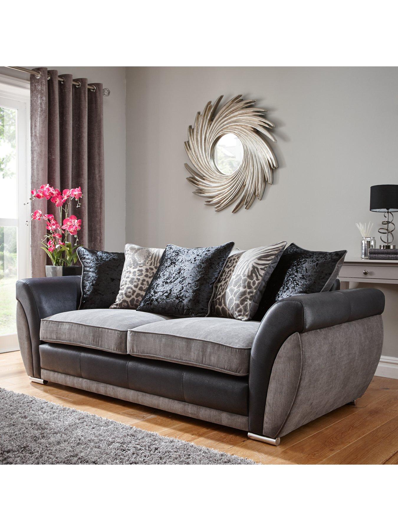 Image 1 of 4 of The Very Collection Hilton Fabric and Faux Leather 3 Seater Scatter Back Sofa
