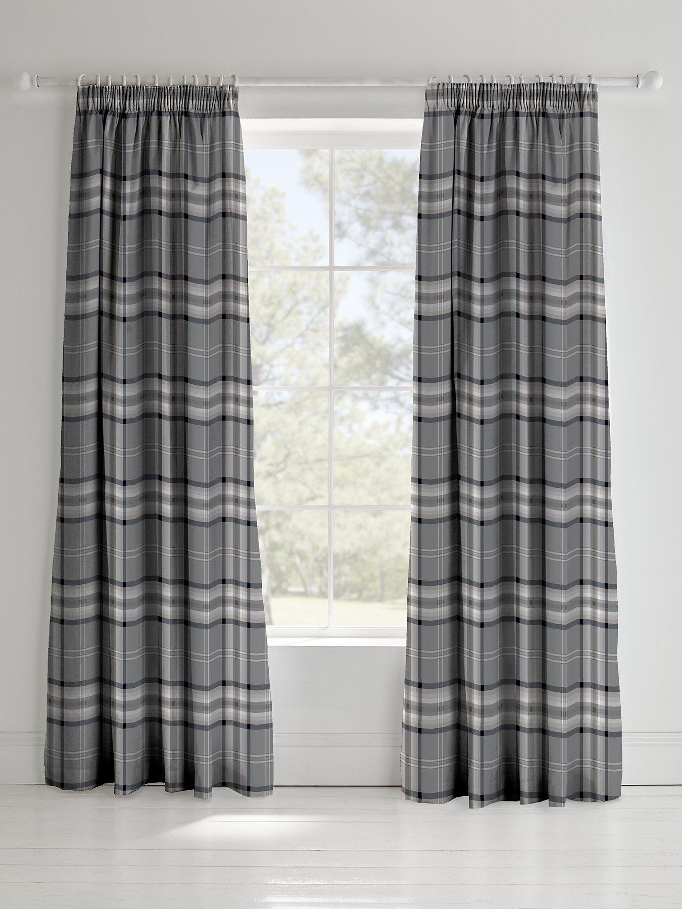 Image 1 of 3 of Catherine Lansfield Kelso Check Lined Pencil Pleat Curtains&nbsp;