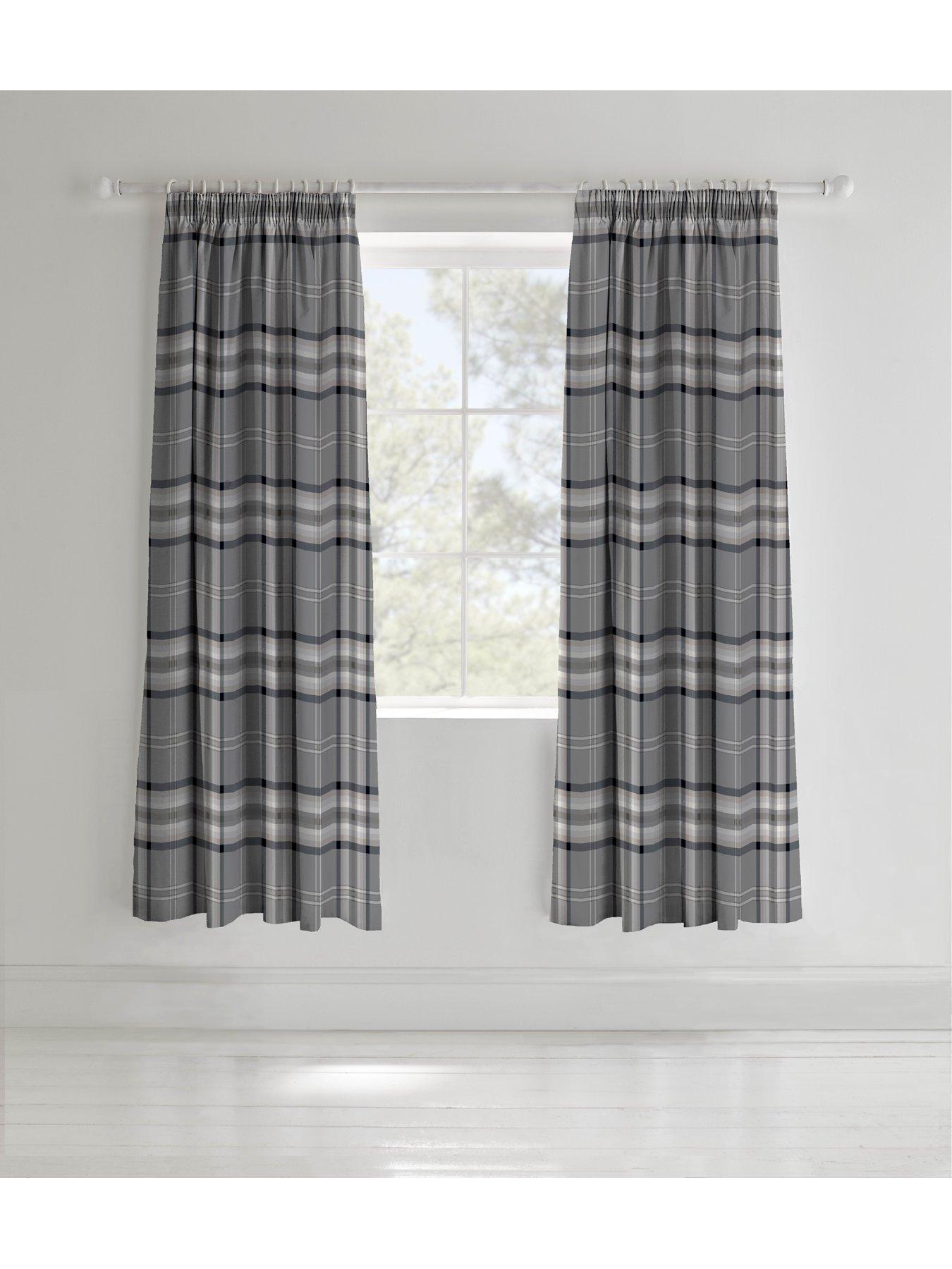 Image 2 of 3 of Catherine Lansfield Kelso Check Lined Pencil Pleat Curtains