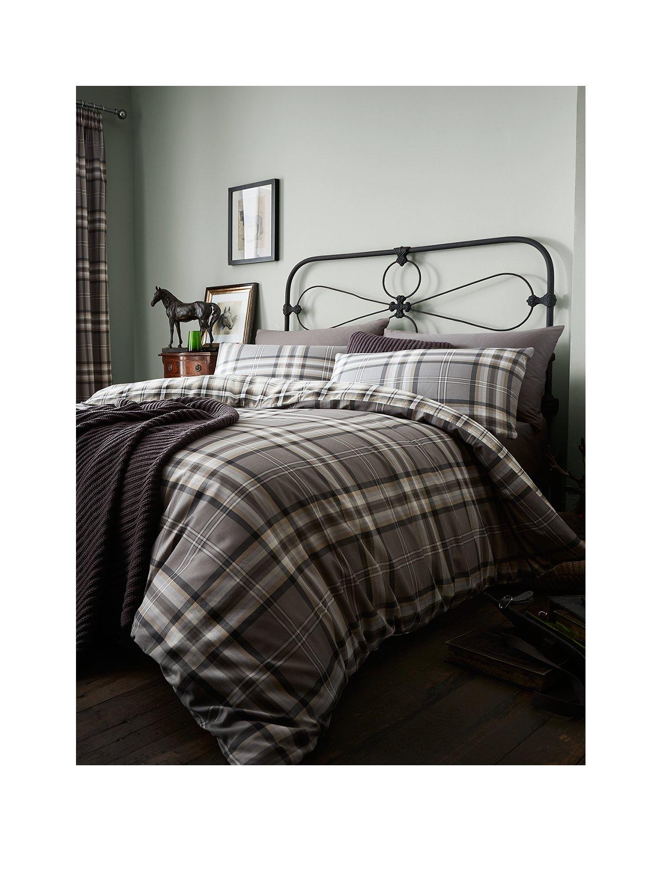 Image 2 of 3 of Catherine Lansfield Kelso Check Lined Pencil Pleat Curtains&nbsp;