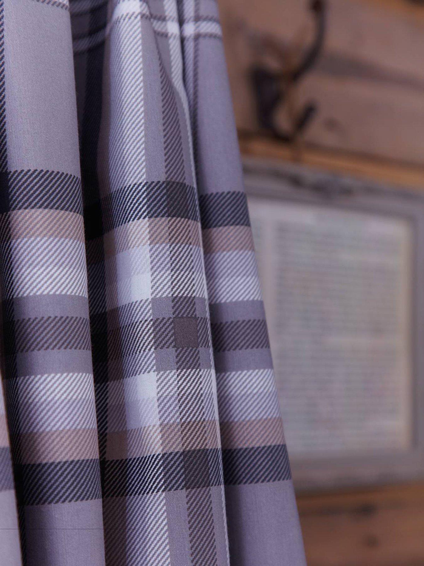 Image 3 of 3 of Catherine Lansfield Kelso Check Lined Pencil Pleat Curtains&nbsp;
