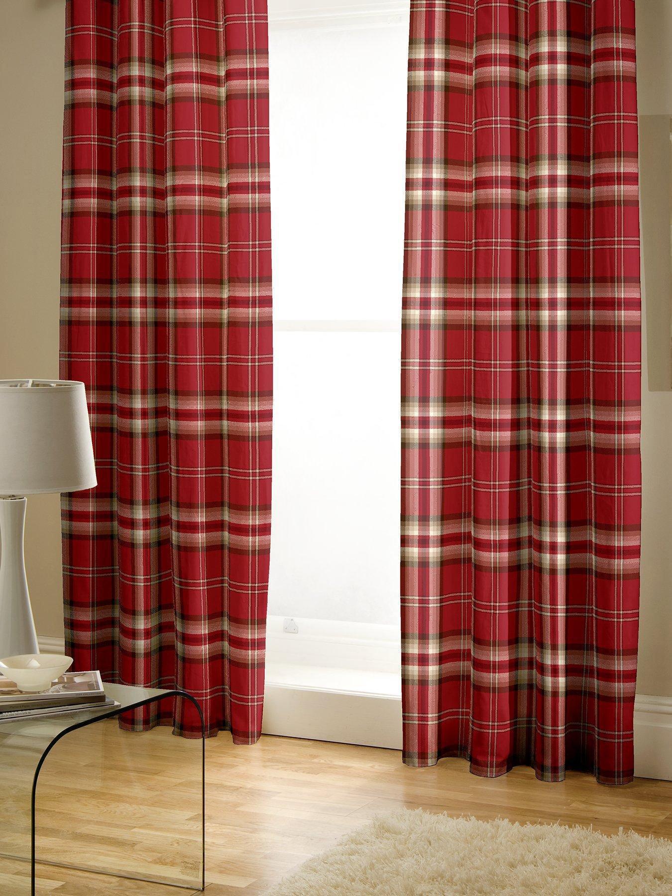 Image 1 of 3 of Catherine Lansfield Kelso Check Lined Pencil Pleat Curtains
