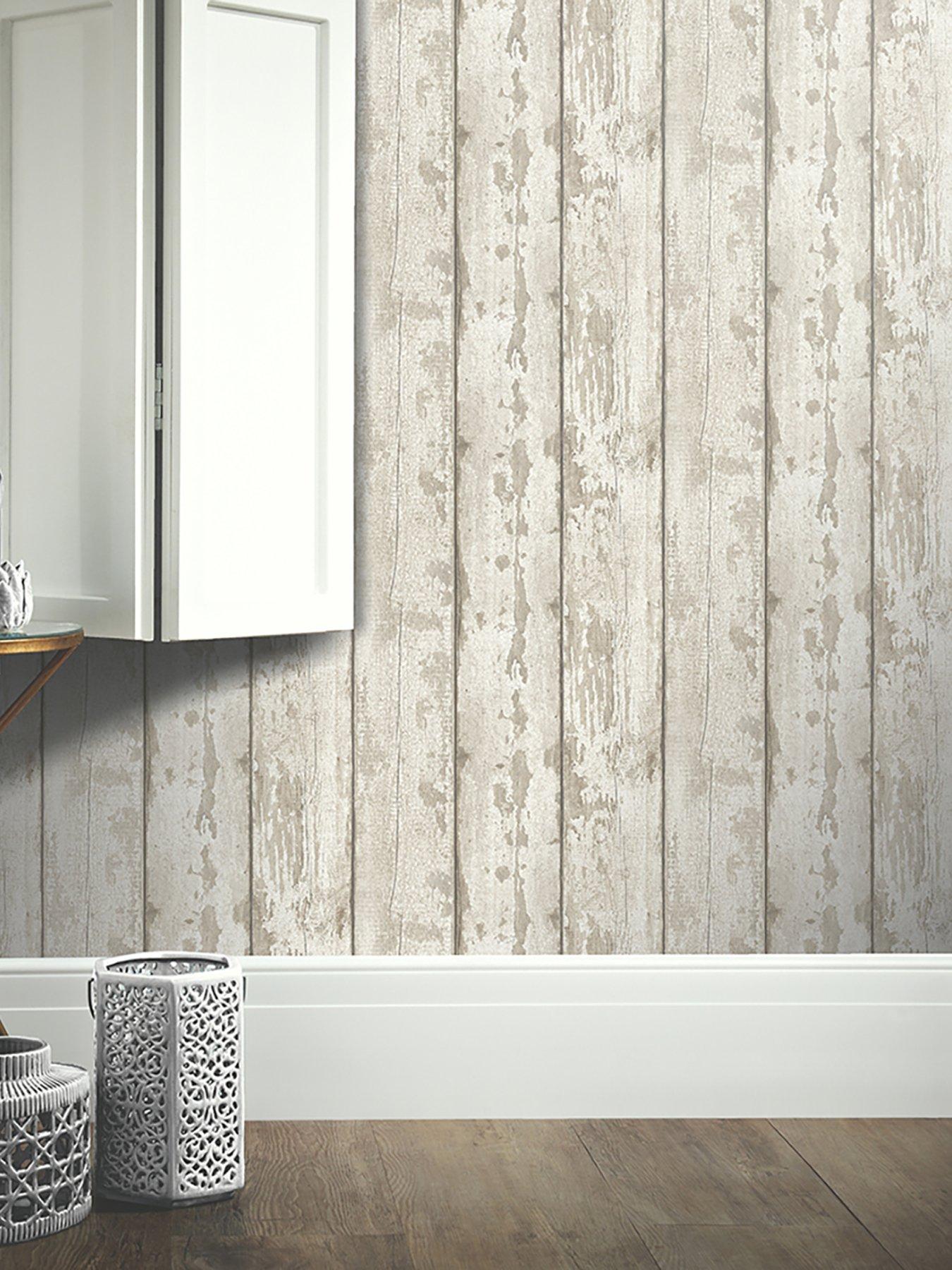 undefined Whitewashed Wood Wallpaper