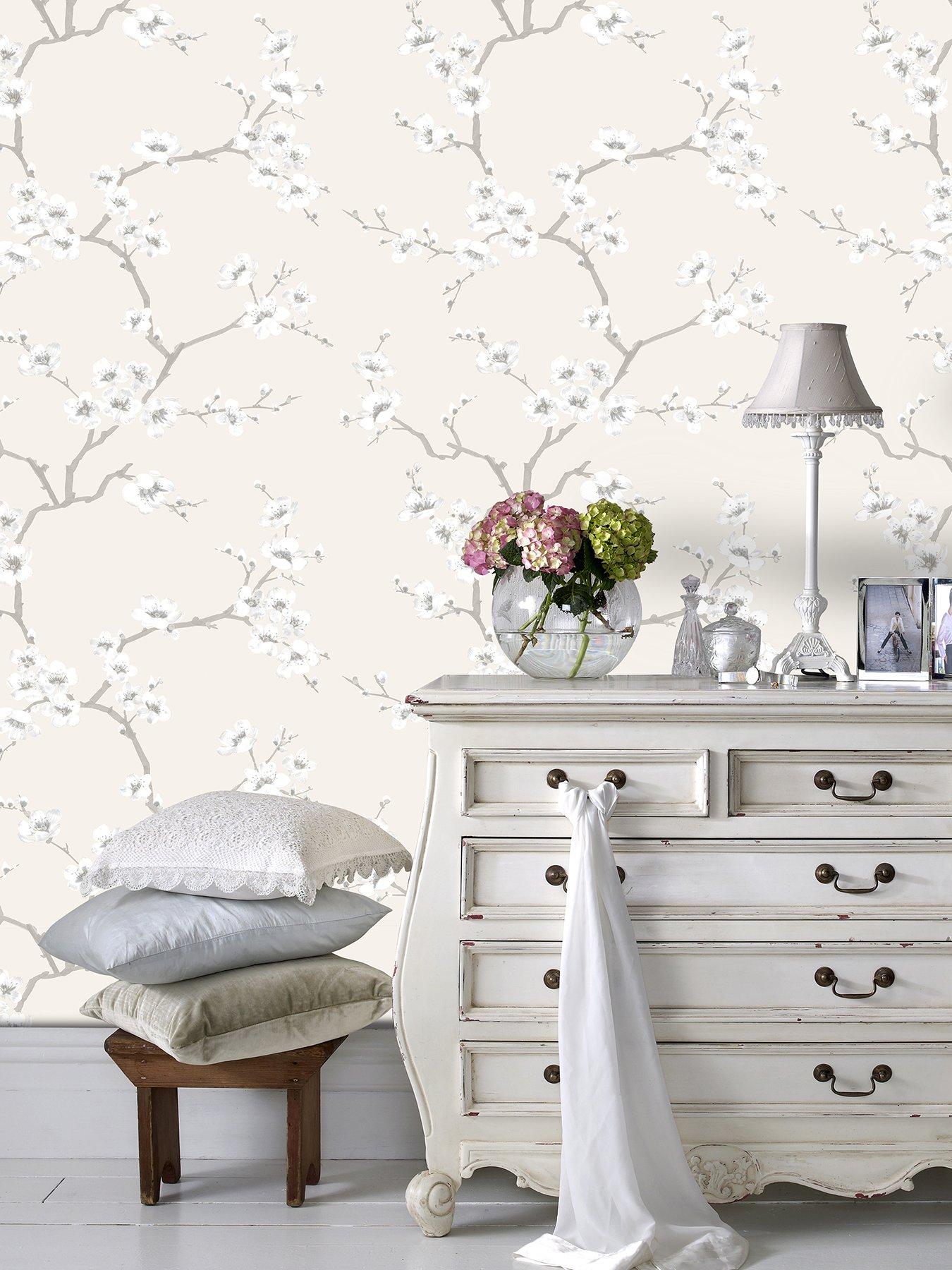Image 1 of 2 of Fresco Apple Blossom Wallpaper