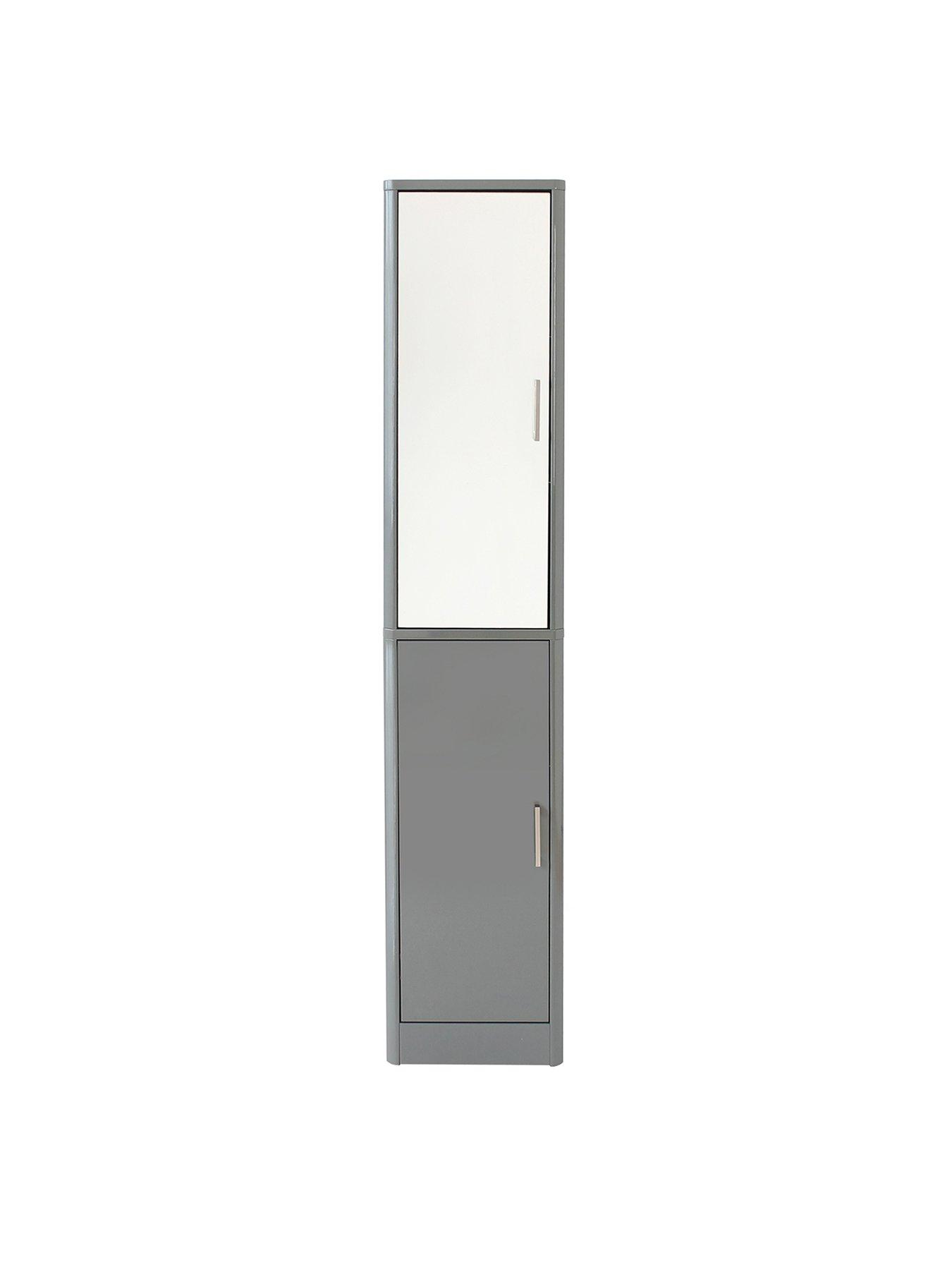 Lloyd Pascal Luna Hi Gloss 2 Door Mirrored Bathroom Tallboy Grey