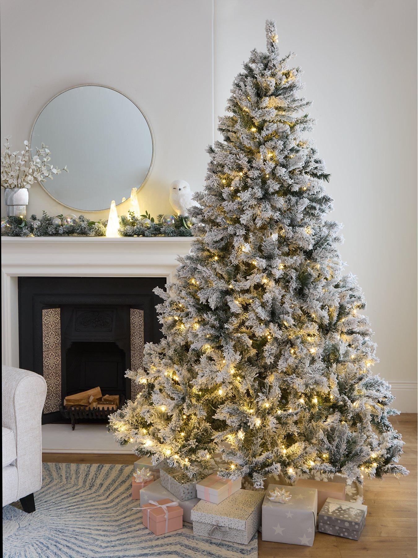 Image 1 of 4 of Very Home 6ft Flocked Pre-lit Downswept Pine Christmas Tree