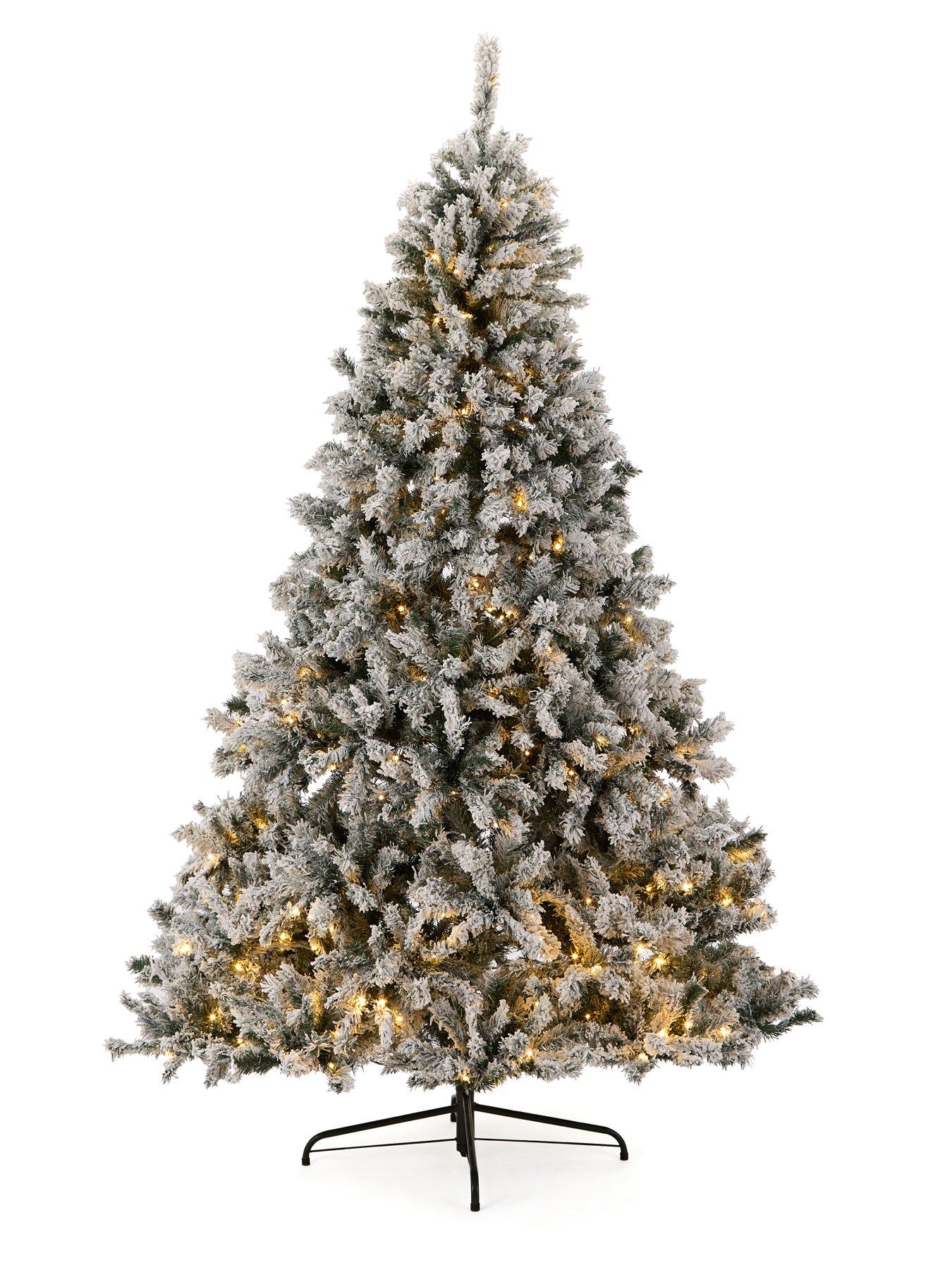Image 2 of 4 of Very Home 7ft Flocked Pre-lit Downswept Pine Christmas Tree