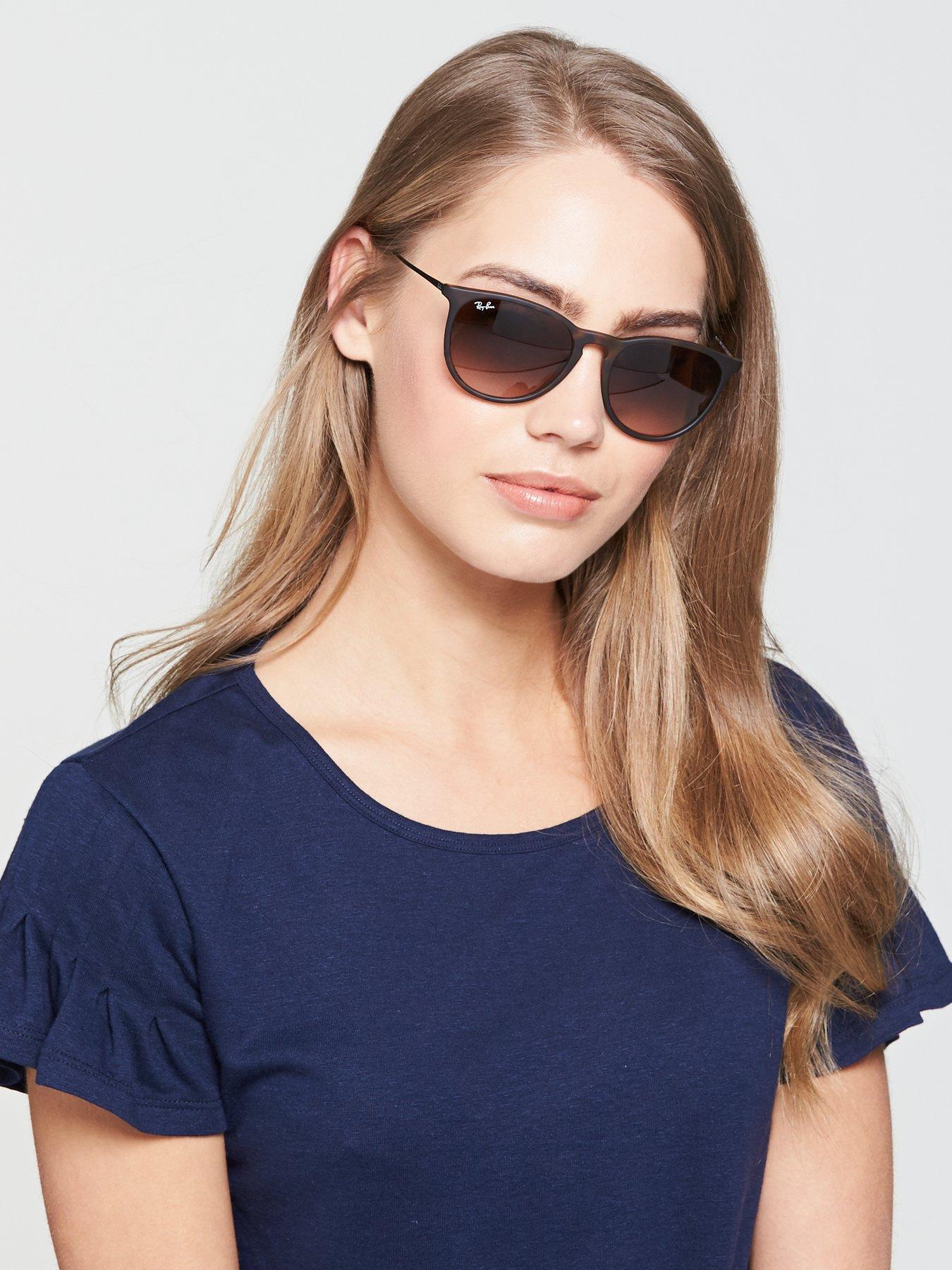Ray-Ban Ray-ban Erika Phantos Sunglasses Rubber Havana Frame With Brown Gradient Dark Brown Lens